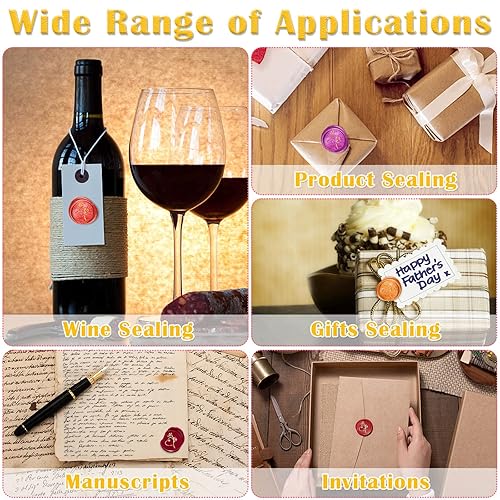 Miniatura 3 de Anezus Kit de sellado de 754 piezas con cuentas de cera, sello, calentador, sobres vintage, bolígrafo metálico para sellado de cartas, invitaciones,