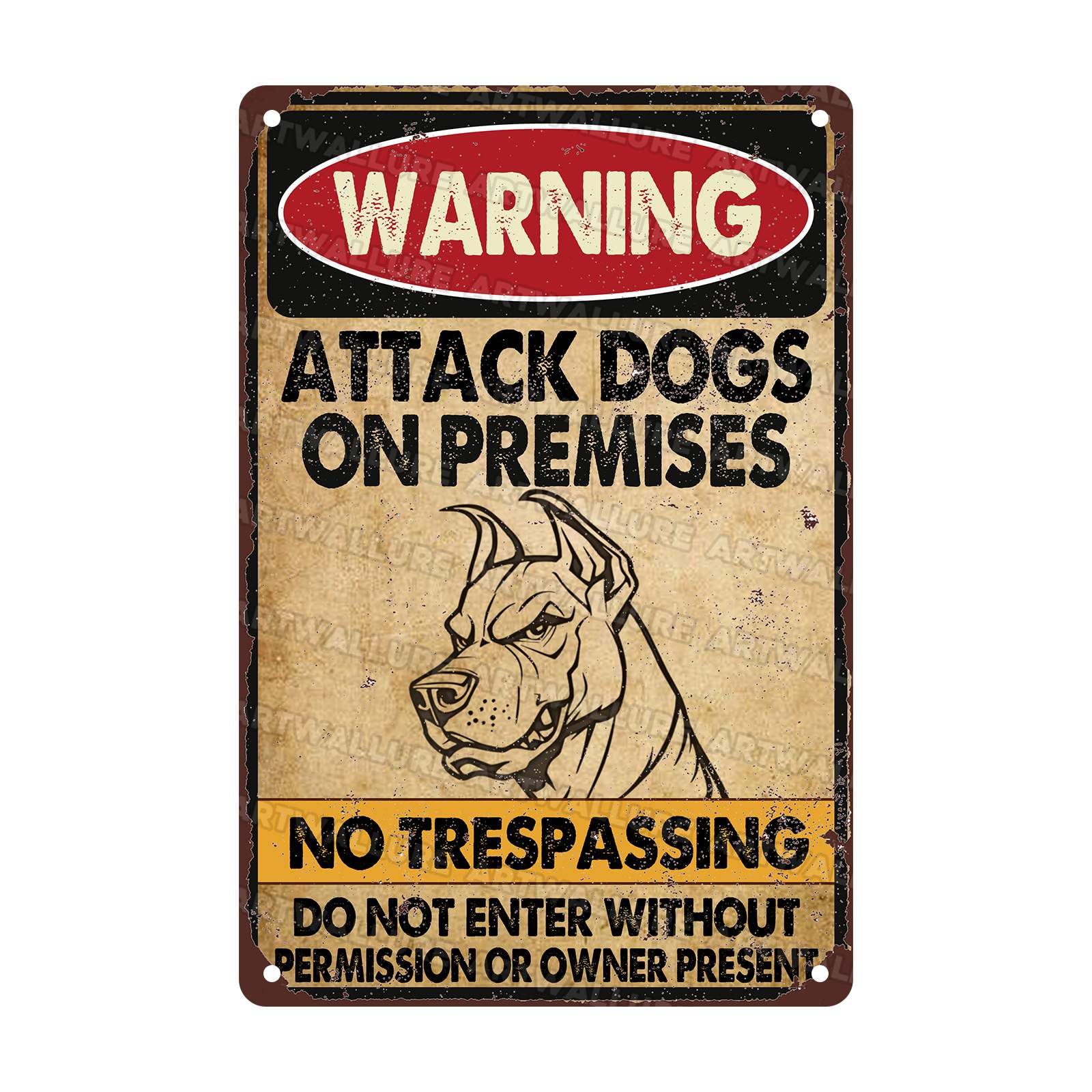 Doberman Dog Vintage Sign Beware Of Dog Metal Sign Not Responsible for Injury Or Death for Home Bedrooms Kitchen Bars Pubs Garages Gardens Patios Porches 8x12Inch