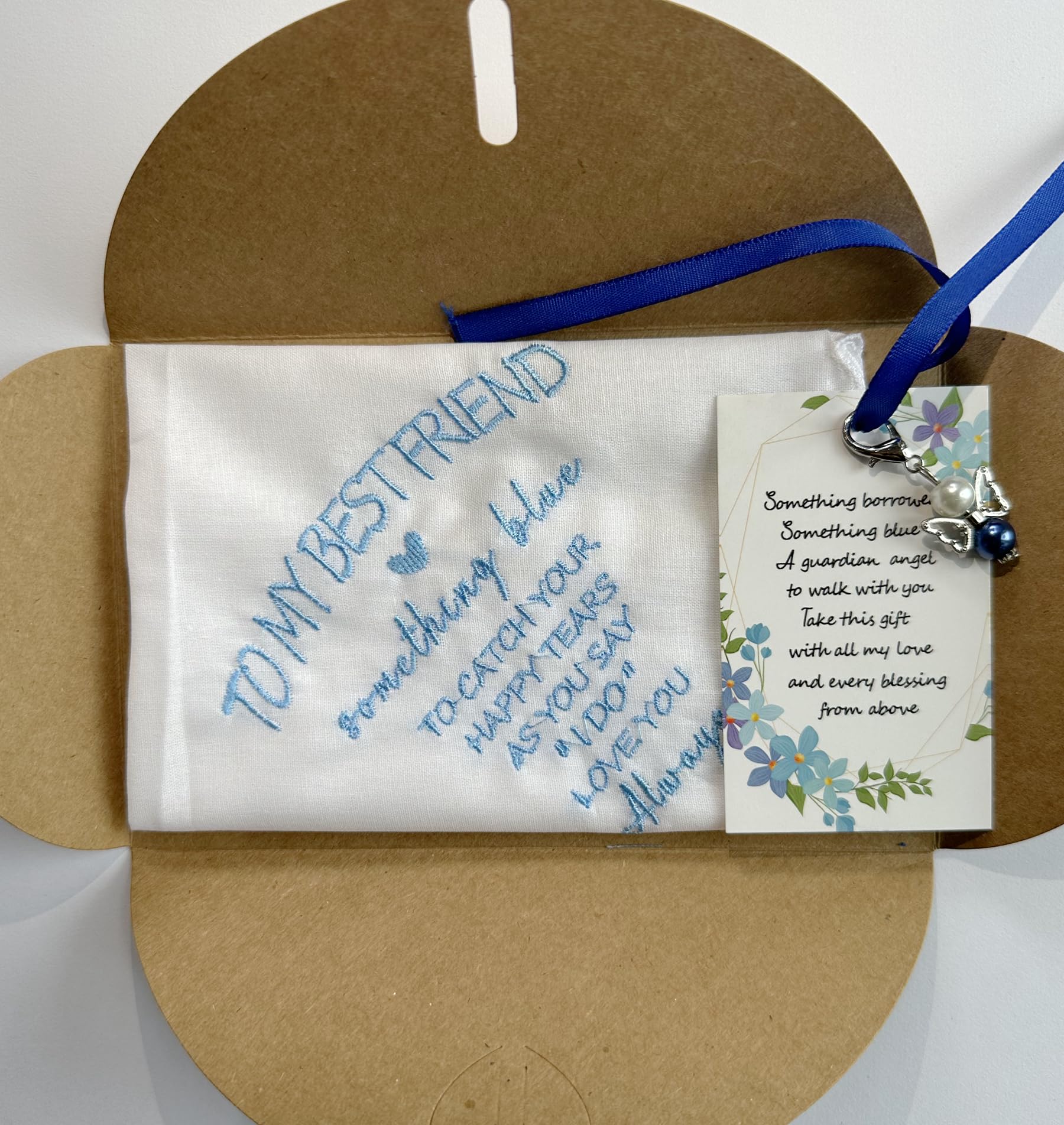 MKISHINE Something Blue for Bride From Maid of Honor - Wedding Gift From Bridesmaid, Handkerchief, Angel Gift, Bridal Shower - Image 3