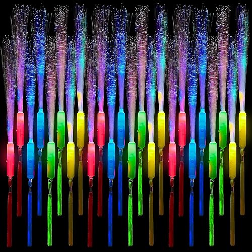 Varita de fibra brillante, 12 piezas de varita de fibra óptica, varita de fibra óptica LED intermitente, varita de fibra óptica para recuerdos de
