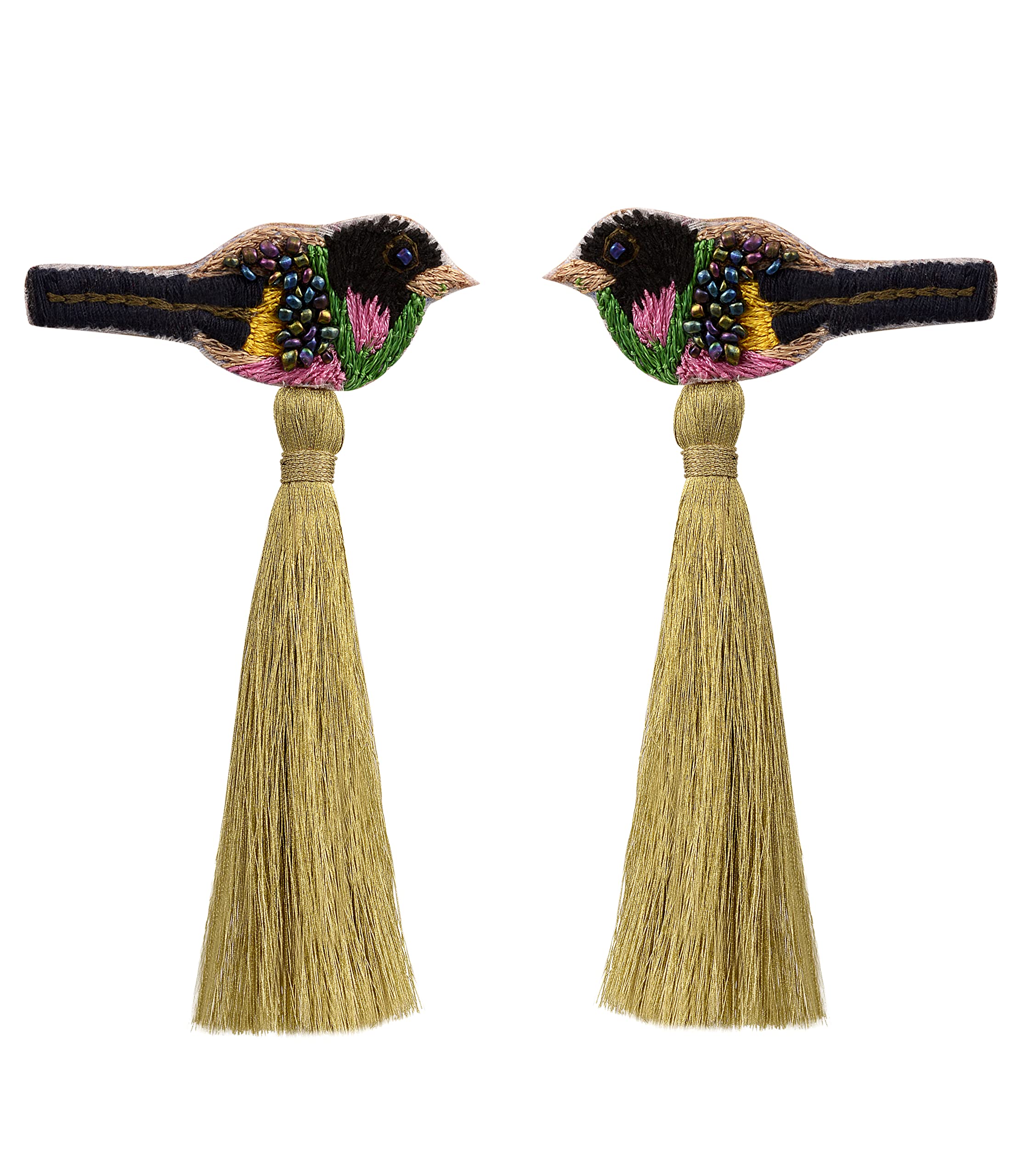 HILLS & MILES Designer Stylish Tassel Bird Shape Pompom Handmade Fabric Drop & Dangler Earring for Women and Girls Multicolour (B0B9SYW5P8) Amazon Price History, Amazon Price Tracker