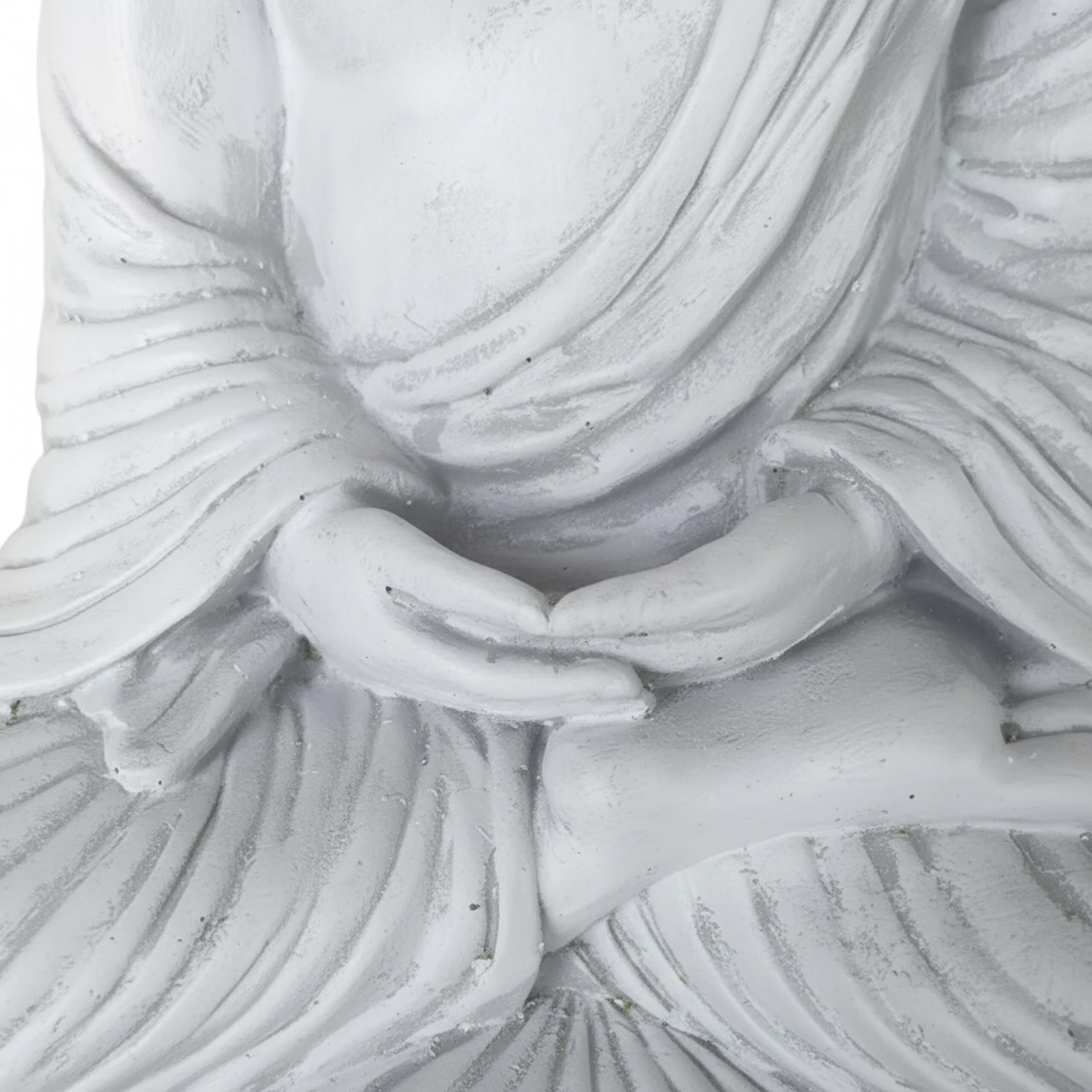 Relaxdays Figura de Buda Sentado 42 cm Resistente a heladas jardín, Estatua Vintage Gris Claro