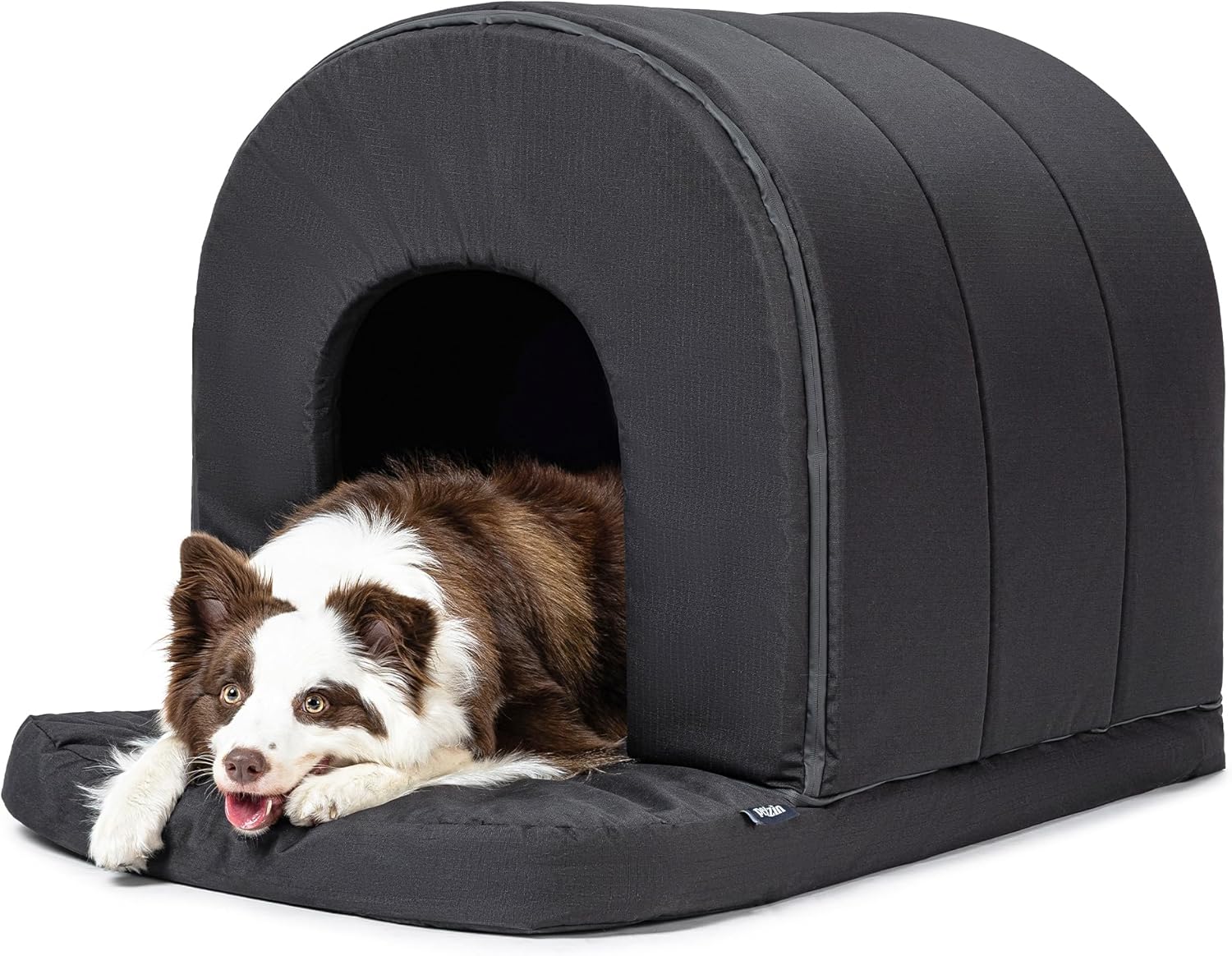 Orthopedic Dog House - Outdoor Waterproof Dog Shelter w/Porch - Indoor Pet House w/Egg-Crate Foam - Cooling - Machine Washable - Ideal for Large Breeds & Fits 36-Inch Crate - 35"x22" 35"L x 22"W x 23"Th Black