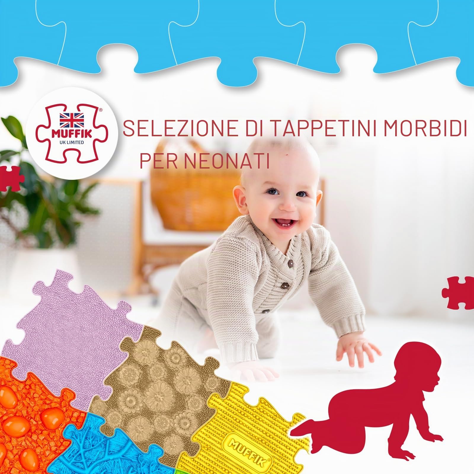 Piastrelle Sensoriali Modulari in PVC "Baby" – 6 Pezzi
