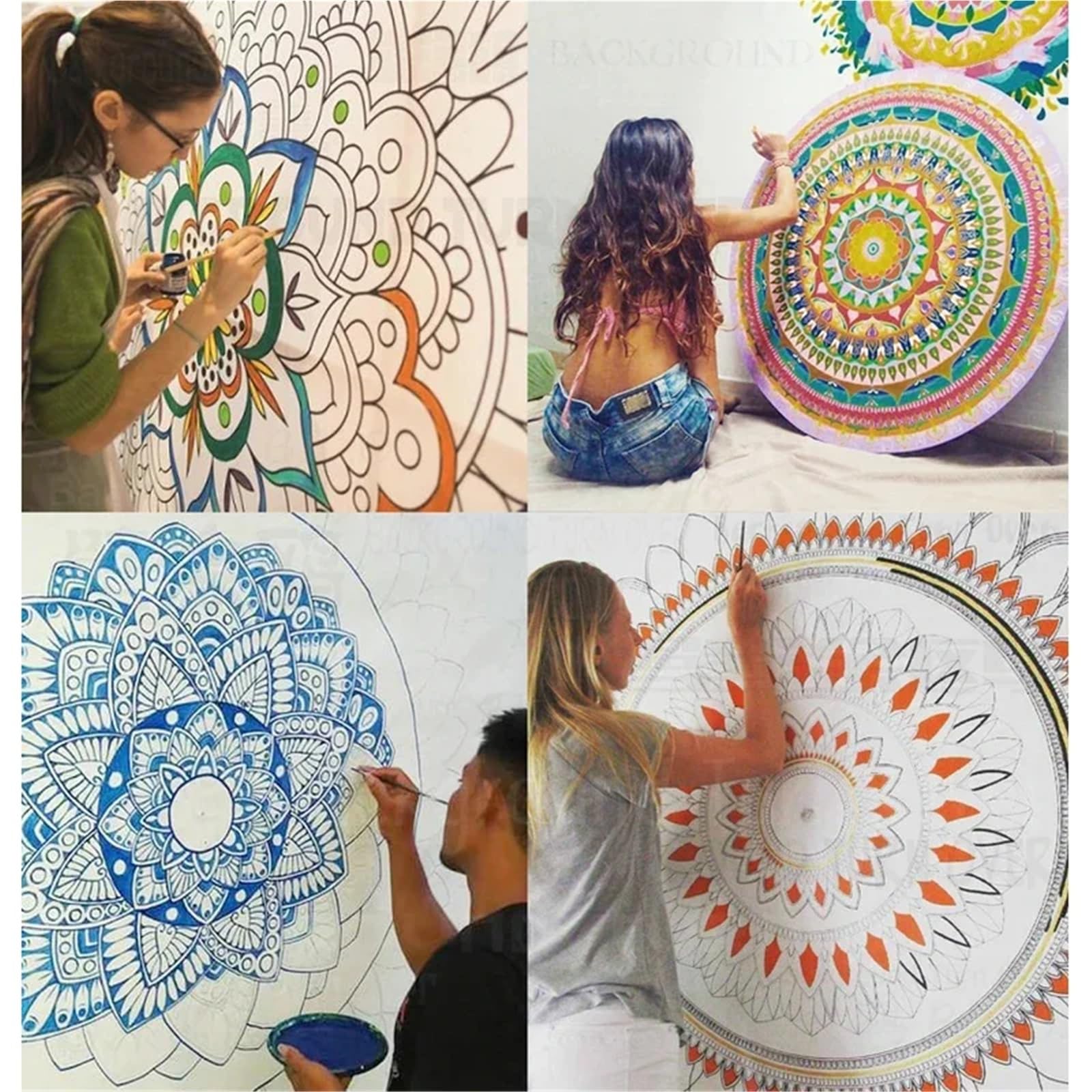 Szablon do malowania ścian, Szablony ścienne Malowanie Mandala Relief Szablon Wystrój mebli Wiele rozmiarów Dorośli(M 36cmX50cm)