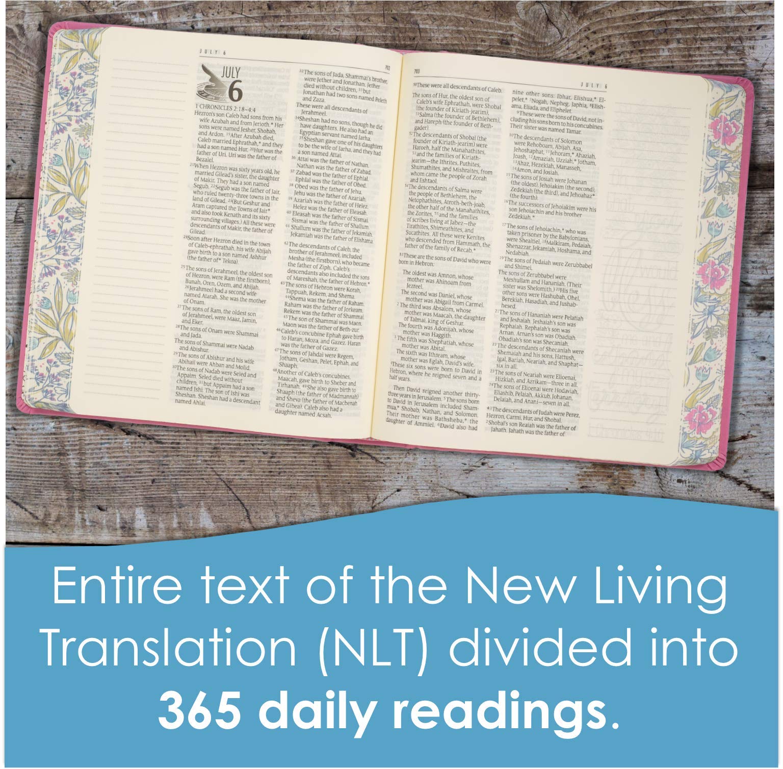 The One Year Bible Expressions NLT, Deluxe (Hardcover, Pink Flowers) - Image 4