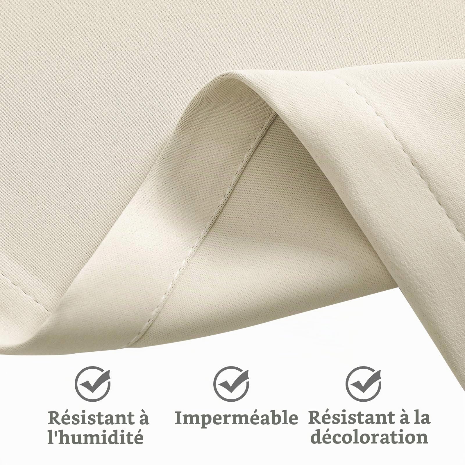 Rideaux d'extérieur Imperméables, Rideau Occultant Isolant Thermiques pour Pergola, Cabanon Jardin Exterieur, Gazebo, Porche Terrasse Pavillon, 1 Panneau (Blanc crème, 132 x 238 cm)