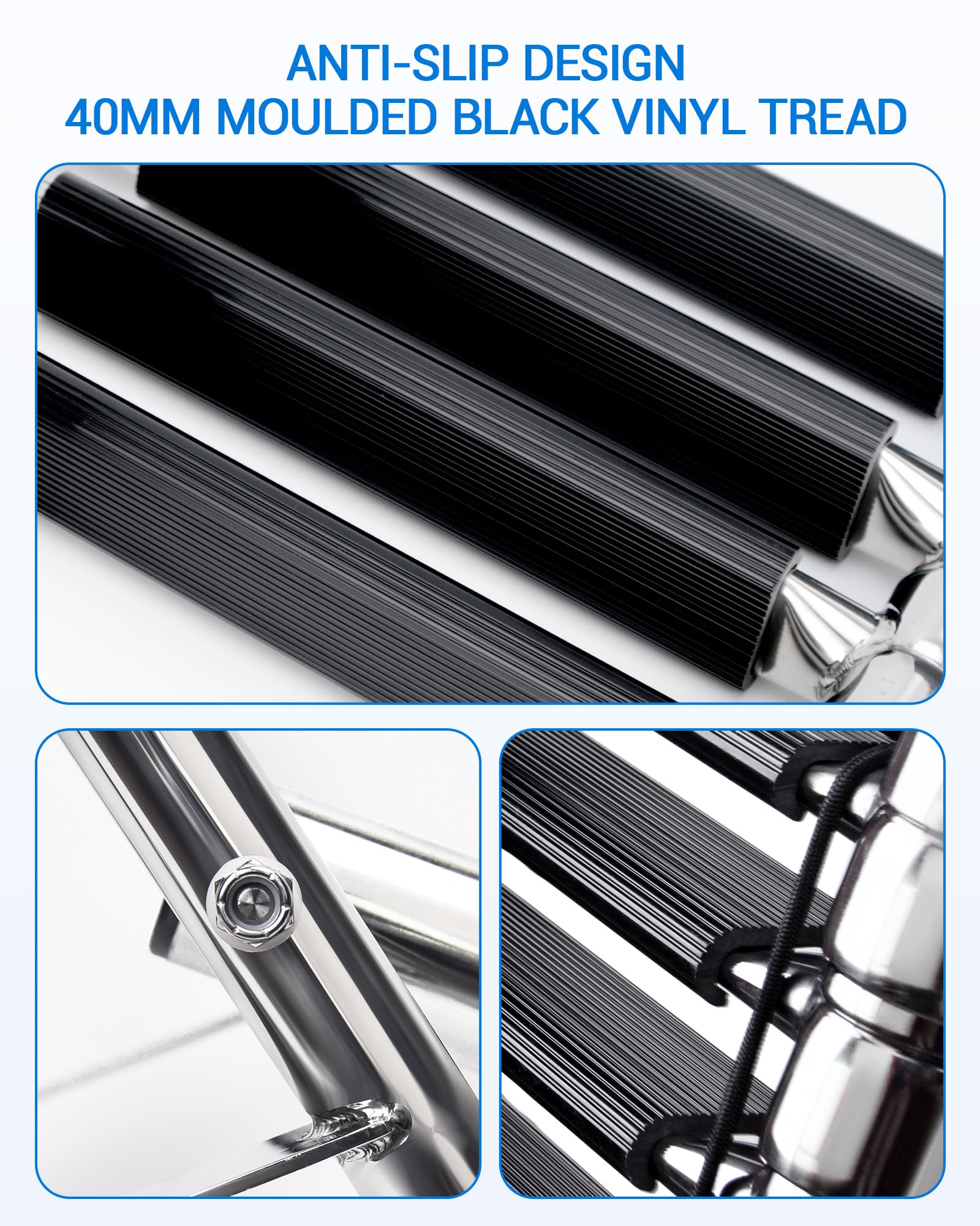 Scaletta telescopica in acciaio inox a 4 gradini per imbarcazioni marine e piscine, 249,5 kg (4 gradini)