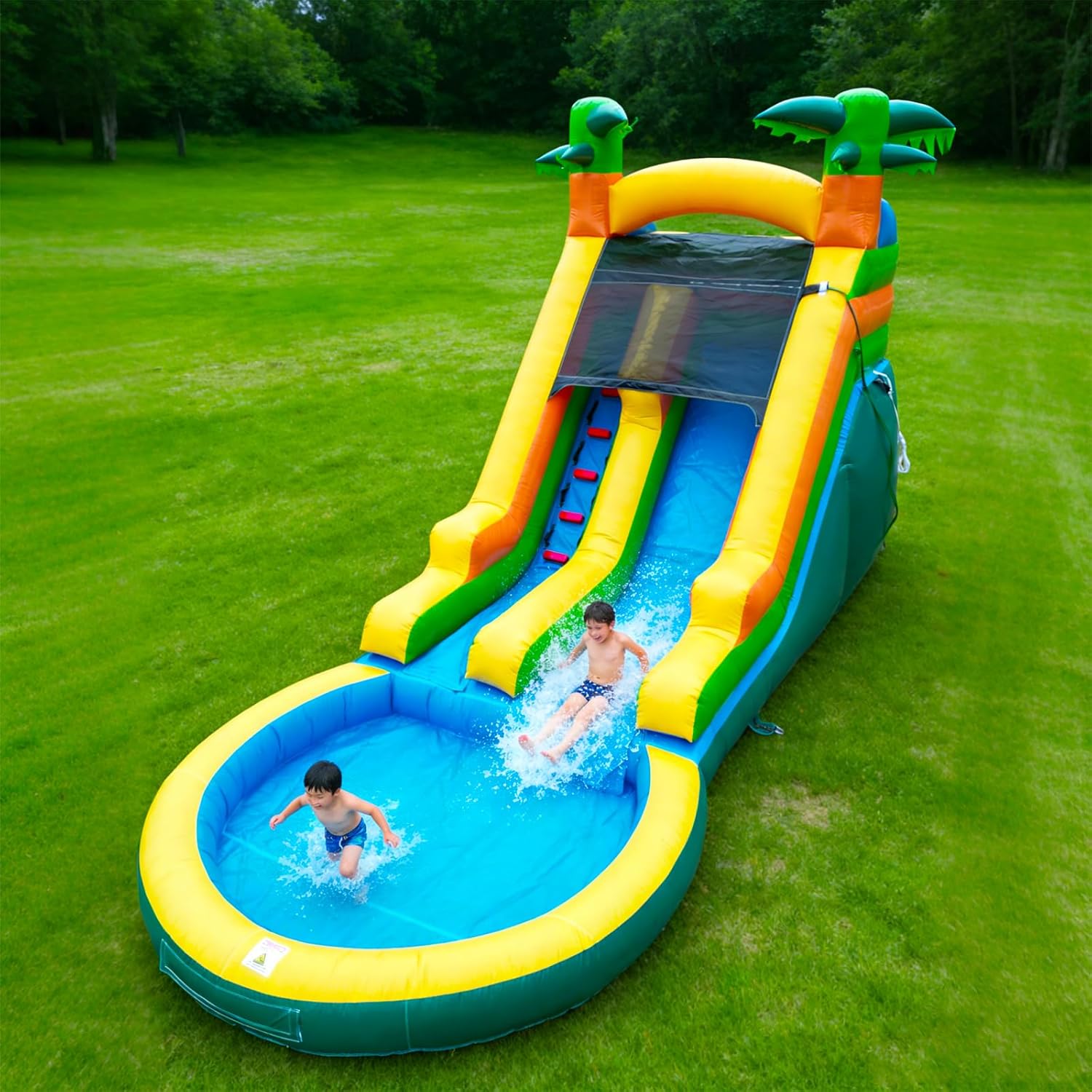 Inflatable Water Slide Bounce House for Kids or Adults,Semi Commercial,Park Use,Backyard Water Play Slide,Outdoor Large (Deep Pool Water Slide with Blower)