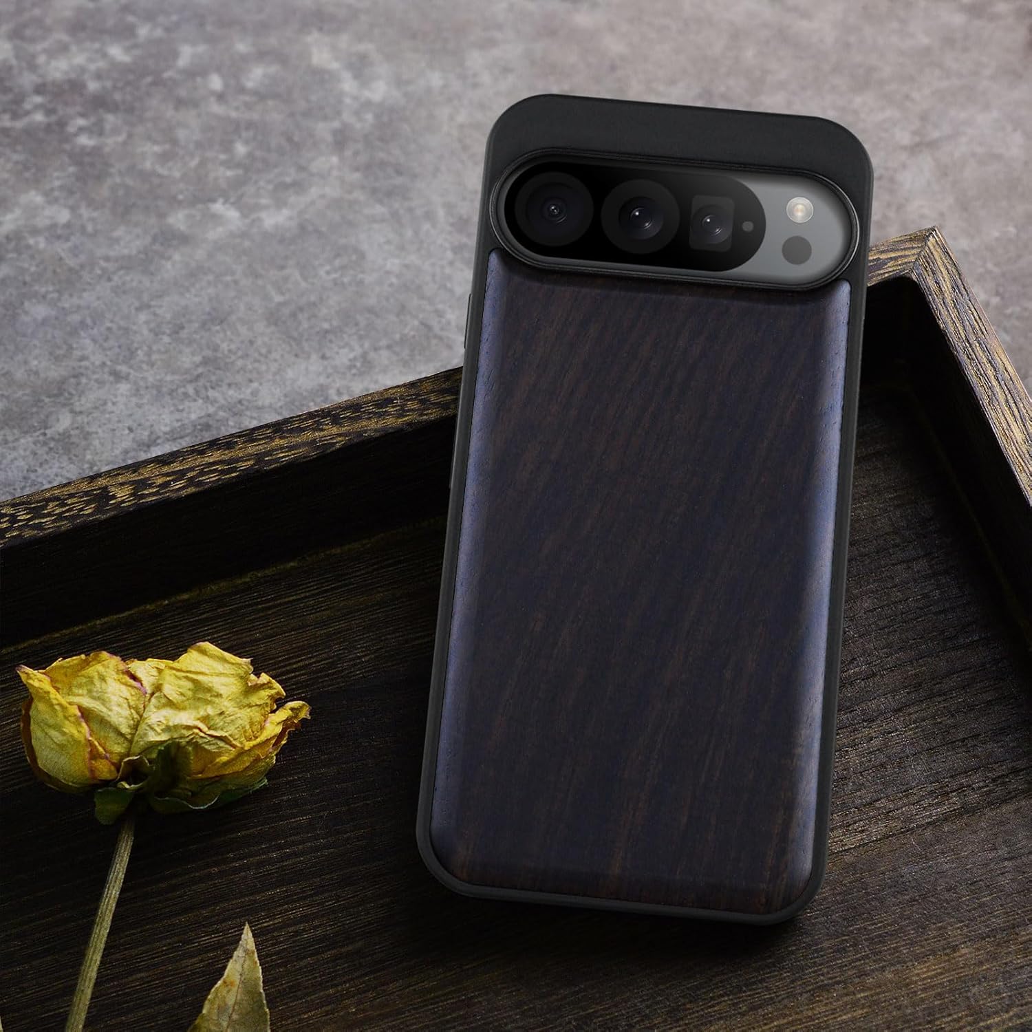 Carveit Wood Case for Pixel 9 Pro XL Case [Natural Wood & Black Soft TPU] Shockproof Protective Unique Wooden Cover Compatible with Google Pixel 9 Pro XL (Natural-Blackwood)