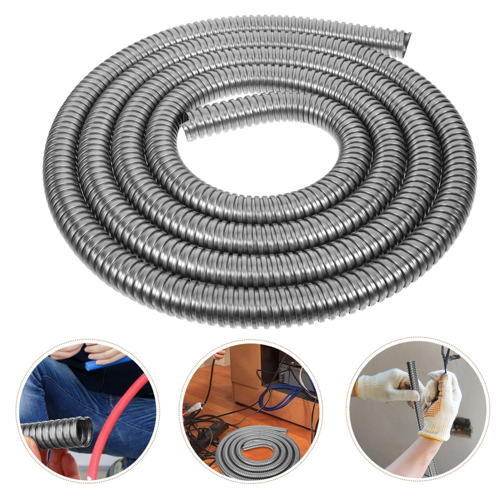Organizador De Fundas para Cables Acero Inoxidable Metros Manguera Roscada para Protección y Gestión Hogar y Uso Industrial Tubo Espiral