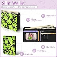 Vista 10 de Cartera de cuero de dibujos animados para mujer, c-mármol azul, Lindo