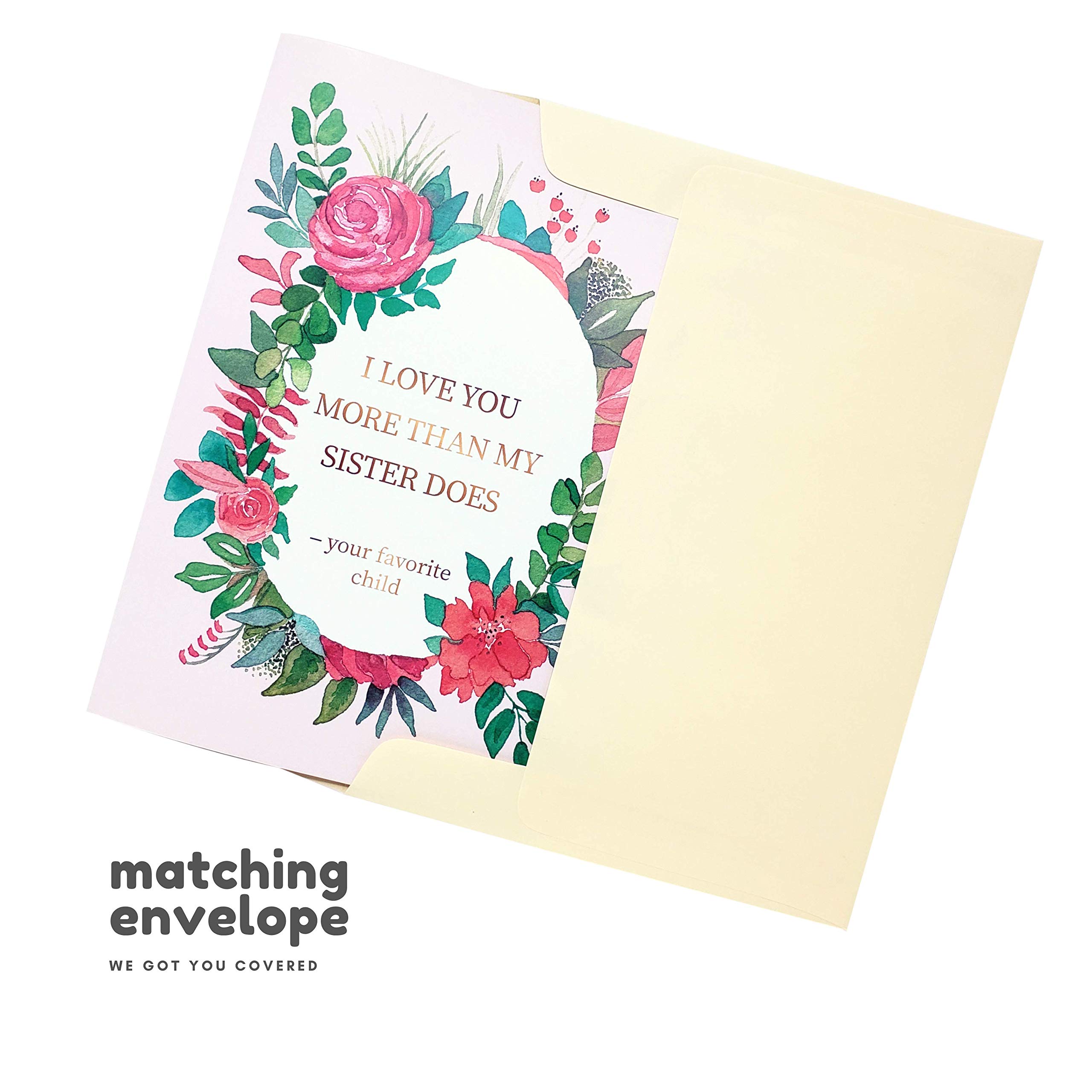 Tarjeta de felicitación para el día de la madre de Sleazy Greetings con texto en inglés «Daughter Son», tarjeta de agradecimiento para el día de la madre con texto en inglés «More Than My Sister»