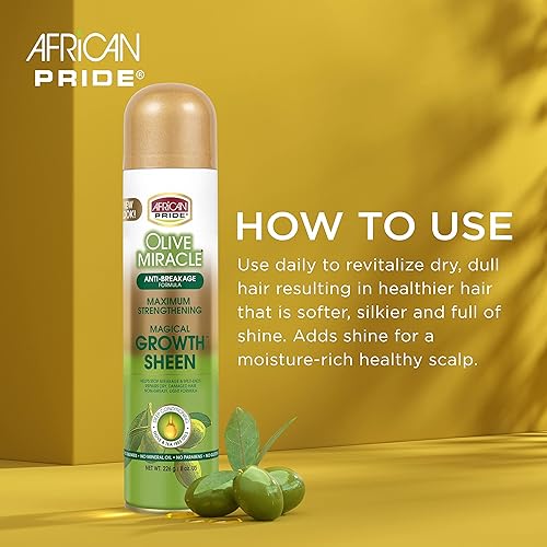 Miniatura 4 de African Pride Olive Miracle - Mousse para el cabello con ajuste de espuma que no se descascarilla (8.5 onzas), espray de brillo de crecimiento (8