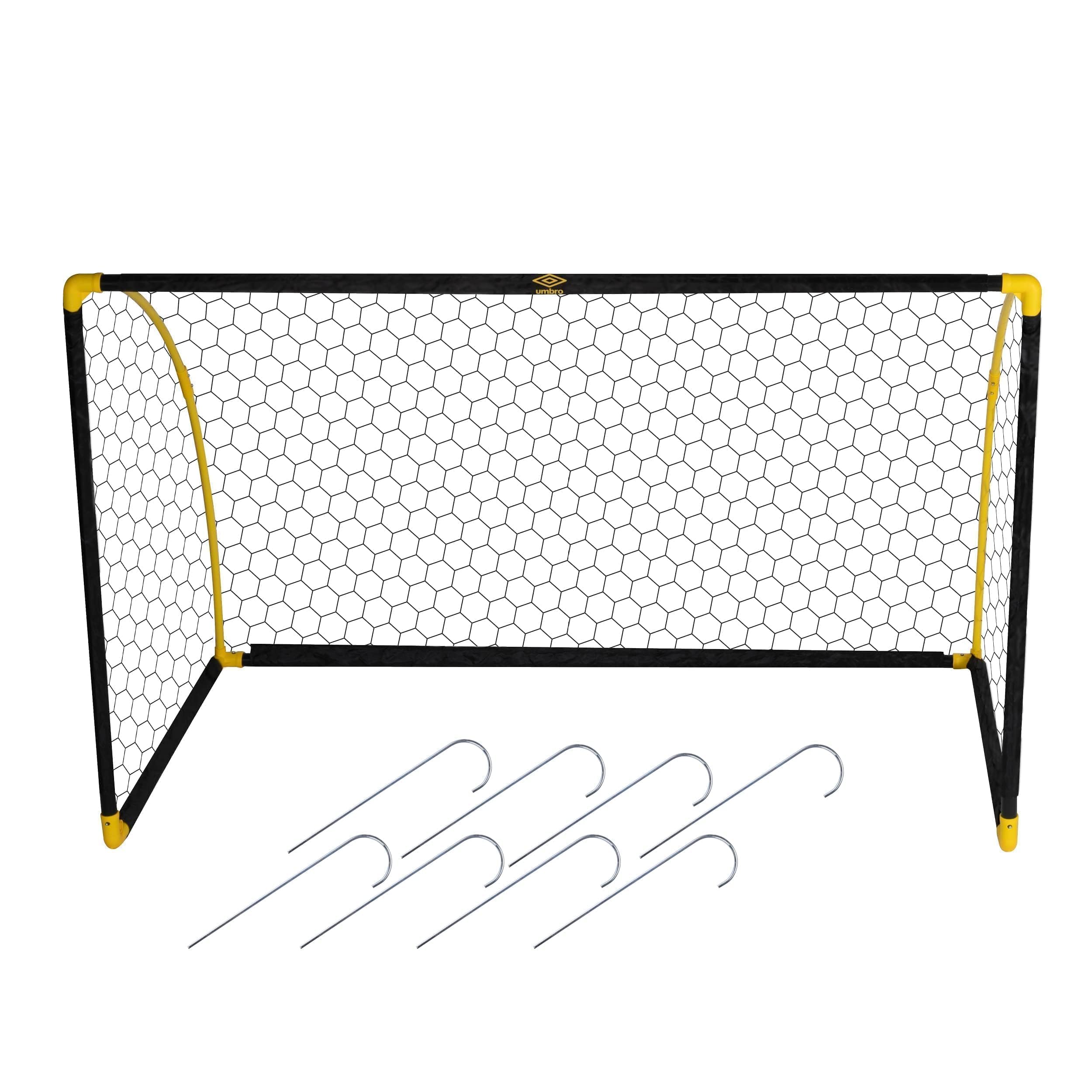 Umbro Porta da calcio in metallo, attrezzatura da allenamento per tutte le età, facile da montare, nero/giallo