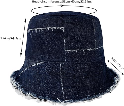 Miniatura 6 de MILAKOO Gorra unisex de pescador de mezclilla lavada para mujer, de ala ancha, ligera, plegable