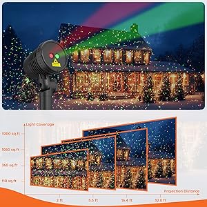 Christmas Projector Lights Outdoor, Christmas Light Projector with Remote, Moving Outdoor Holiday Decoration Light Show for House, Yard, Garden, Patio, and Festive Party Decorations, Christmas Gift