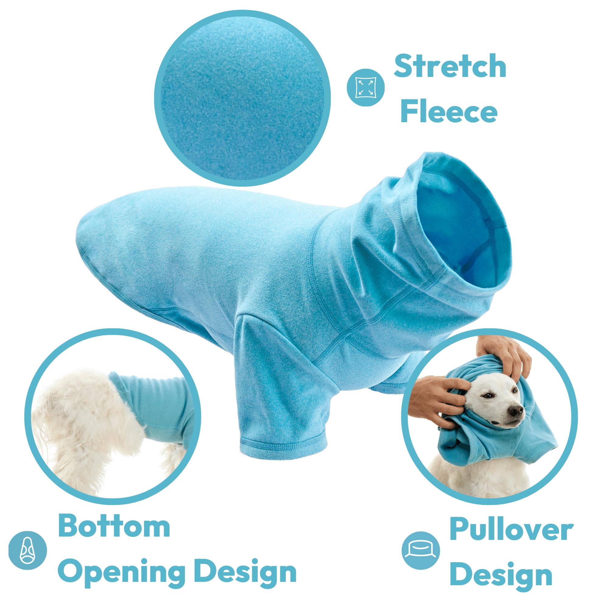 Gooby Turtle Neck Microfiber Stretch Fleece - Peacock Blue, Small - Warm and Light Extra Layer for Small Dog and Medium Dog
