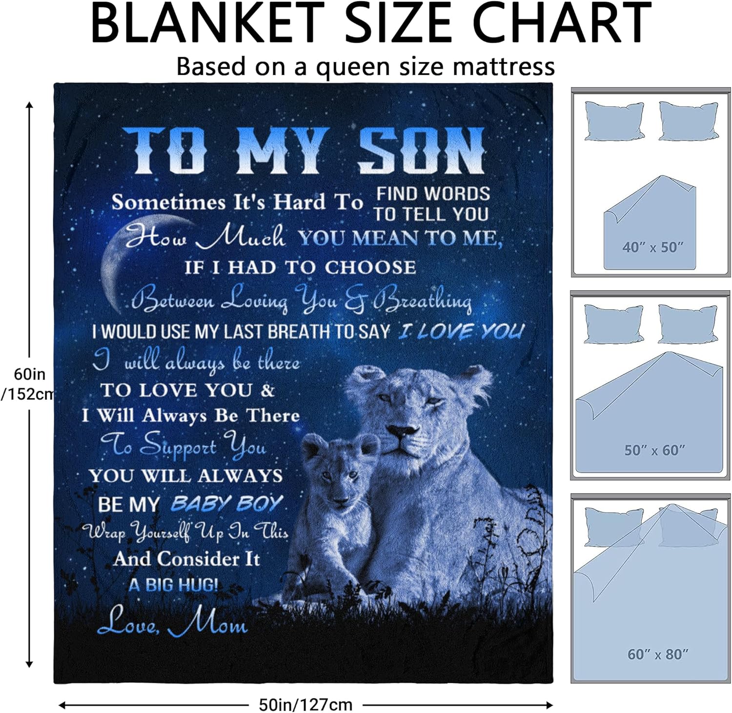 Son Gifts Blanket 60"X 50" - to My Son - Son Gifts from Mom - Funny Gifts for Son Blanket - Best Birthday Gift Ideas for Son - Gifts for Grown Son - Son Gift from Mother Blankets for Christmas - Image 6