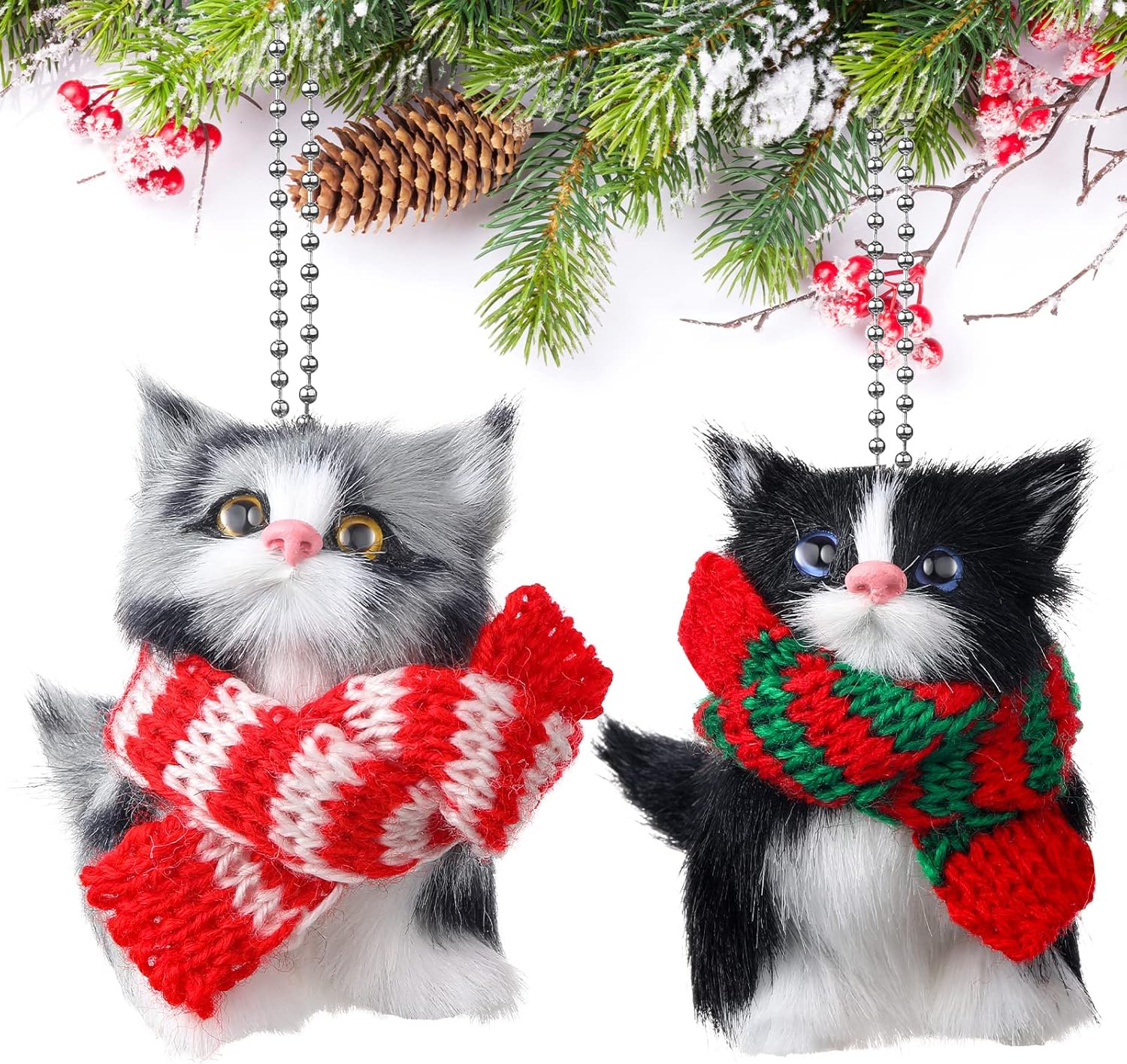2 Pcs Dog Cat Christmas Ornament Christmas Mini Cat