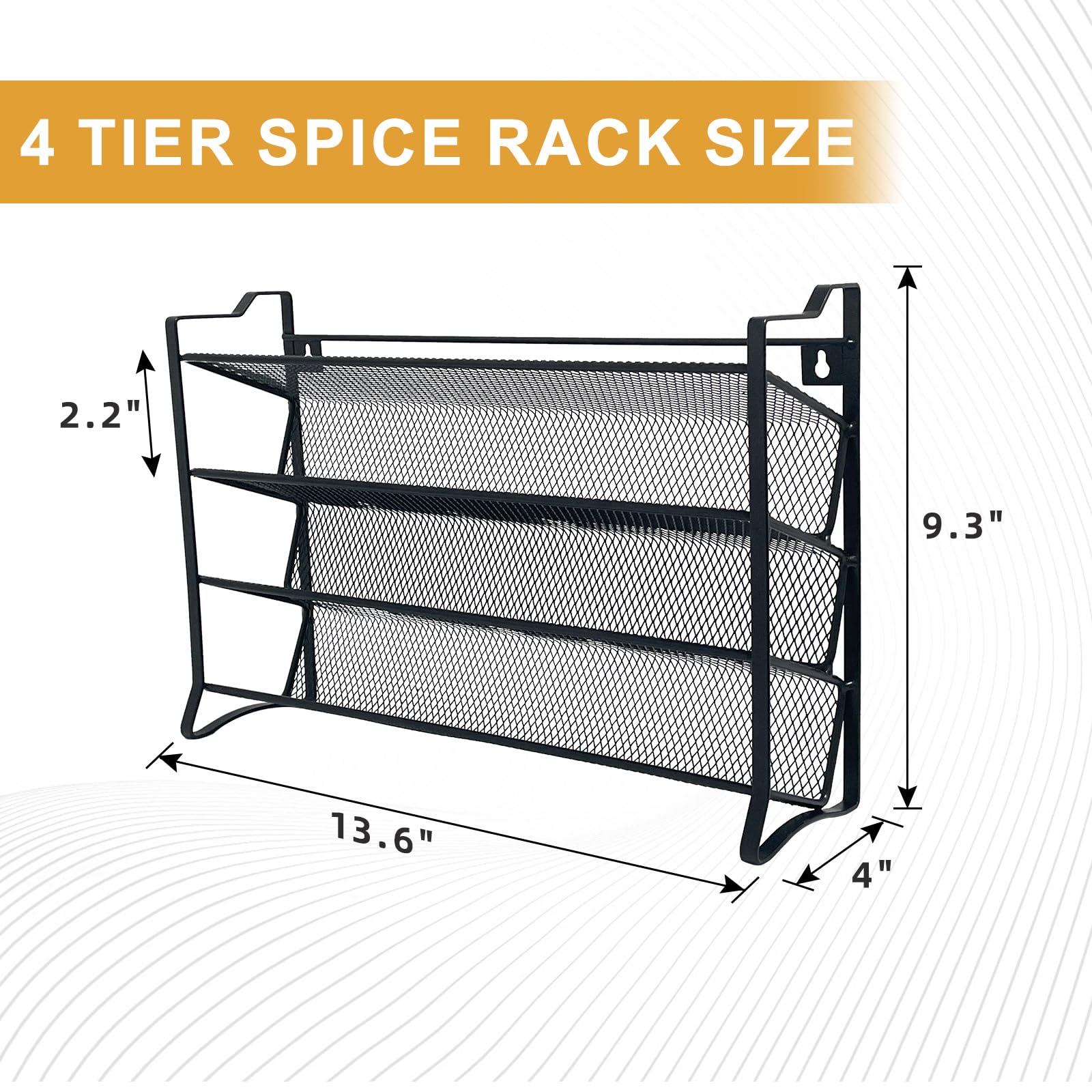 Spice Rack Organizer for Cabinet,4-Tier Spice Rack with 28 Glass Spice Jars,Labels,Chalk Marker and Funnel for Cabinet,Countertop, Pantry,Cupboard,Door or Wall Mount in Kitchen