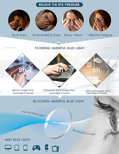 Miniatura 4 de zingfocal Gafas de bloqueo de luz azul, paquete de 2 anteojos cuadrados para juegos de computadora para mujeres y hombres