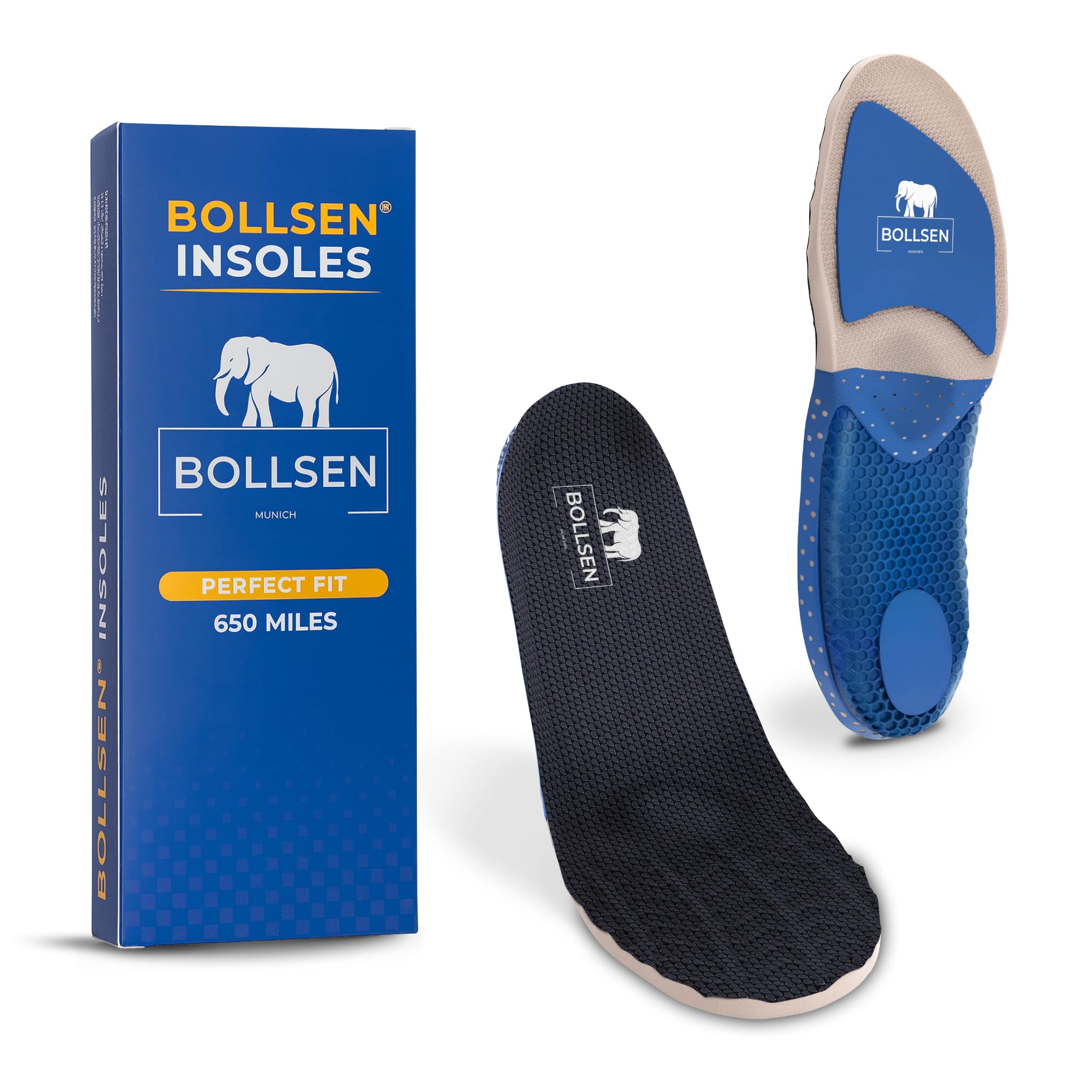 BOLLSEN Einlegesohlen Herren & Damen – Komfort & Fersensporn-Unterstützung mit Porr-Pad-Technologie und Fersenkeil – Ganztägige Fußgewölbe-Stütze bei Plattfuß & Fersenschmerz