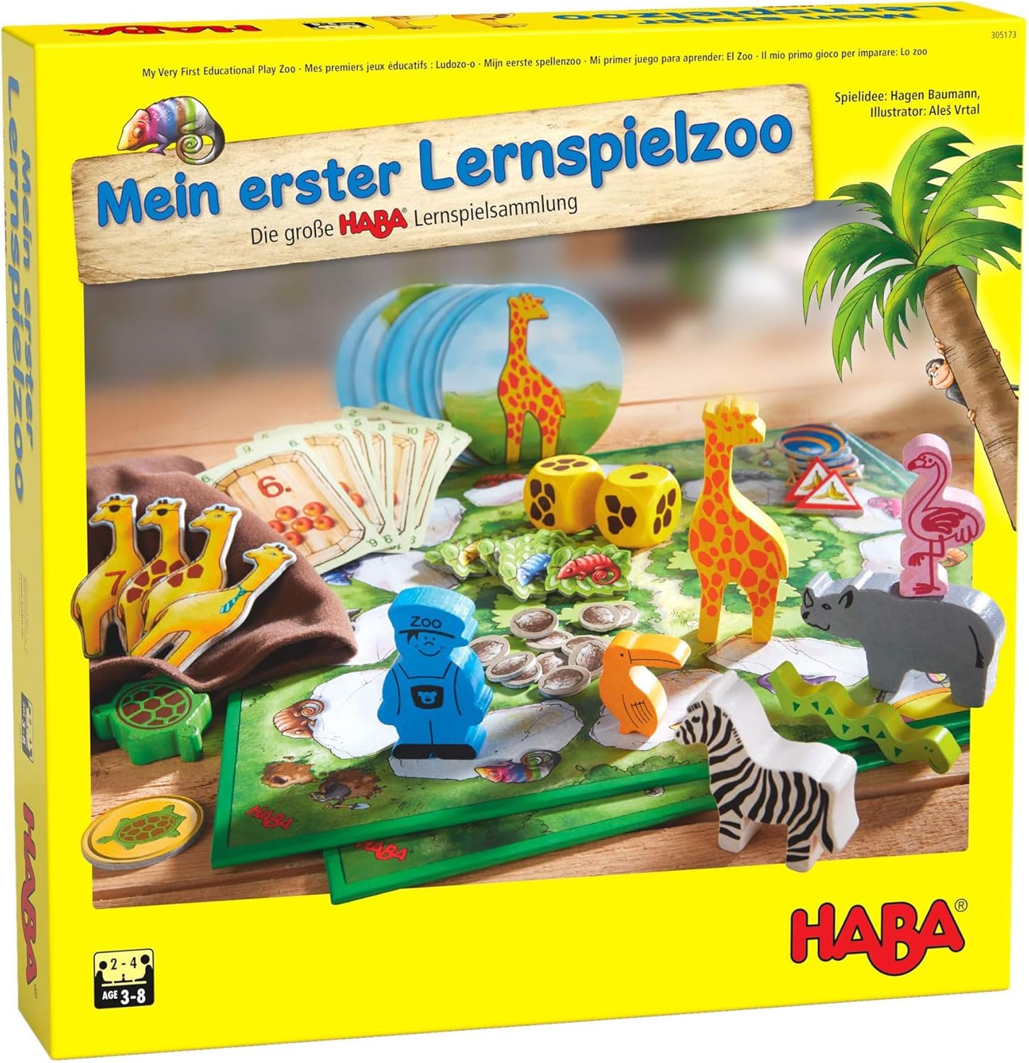 HABA 305173 My Very First Educational Play Zoo-10 Educational Games in 1- for Ages 3 Years and Up, English Instructions (Made in Germany)