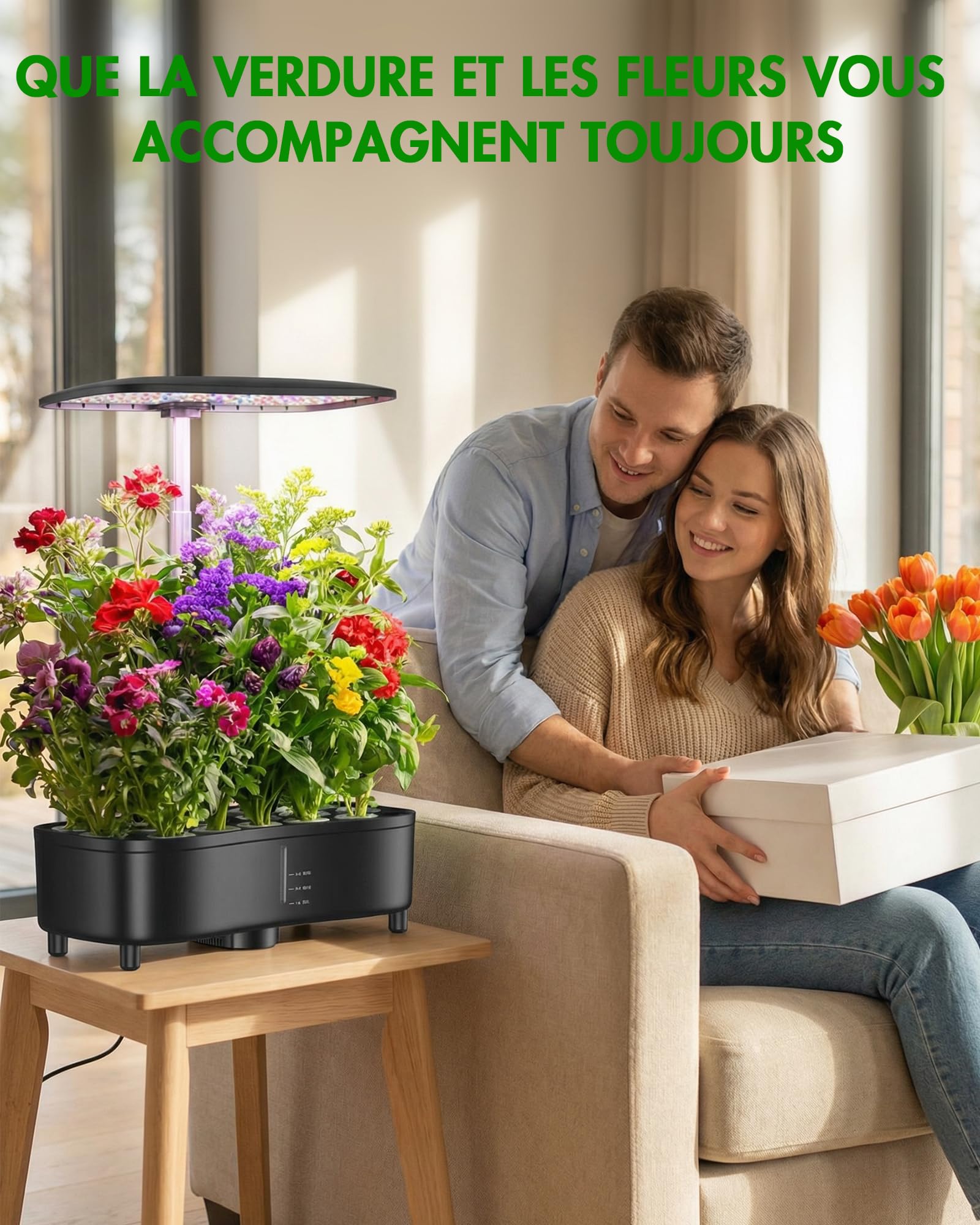 Potager Interieur 15 Pods, Système pour Cultures Hydroponie, Technologie Aéroponique pour une Croissance 3x Plus Rapide, Lampe LED Plein Spectre Intégrée, Smart Garden Intérieur pour Herbes, Laitue