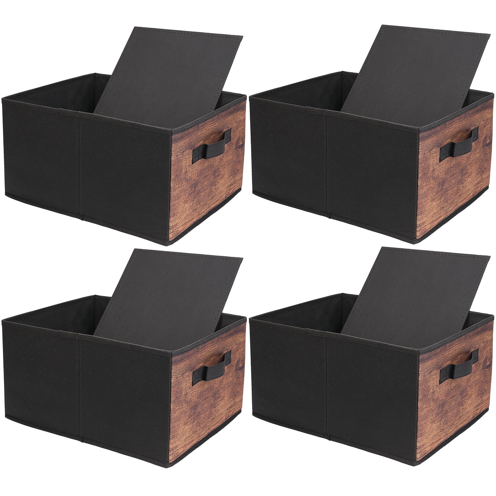 Boîtes de rangement en tissu premium JAKAGO au design grain de bois raffiné