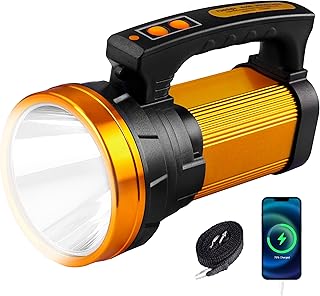 Super Bright Spotlight 13600mAh LED Spotlight Flashlight 80H Long Lasting IP67 Waterproof 3 Modes Handheld Spotlight for Outdoor Camping Home Emergency