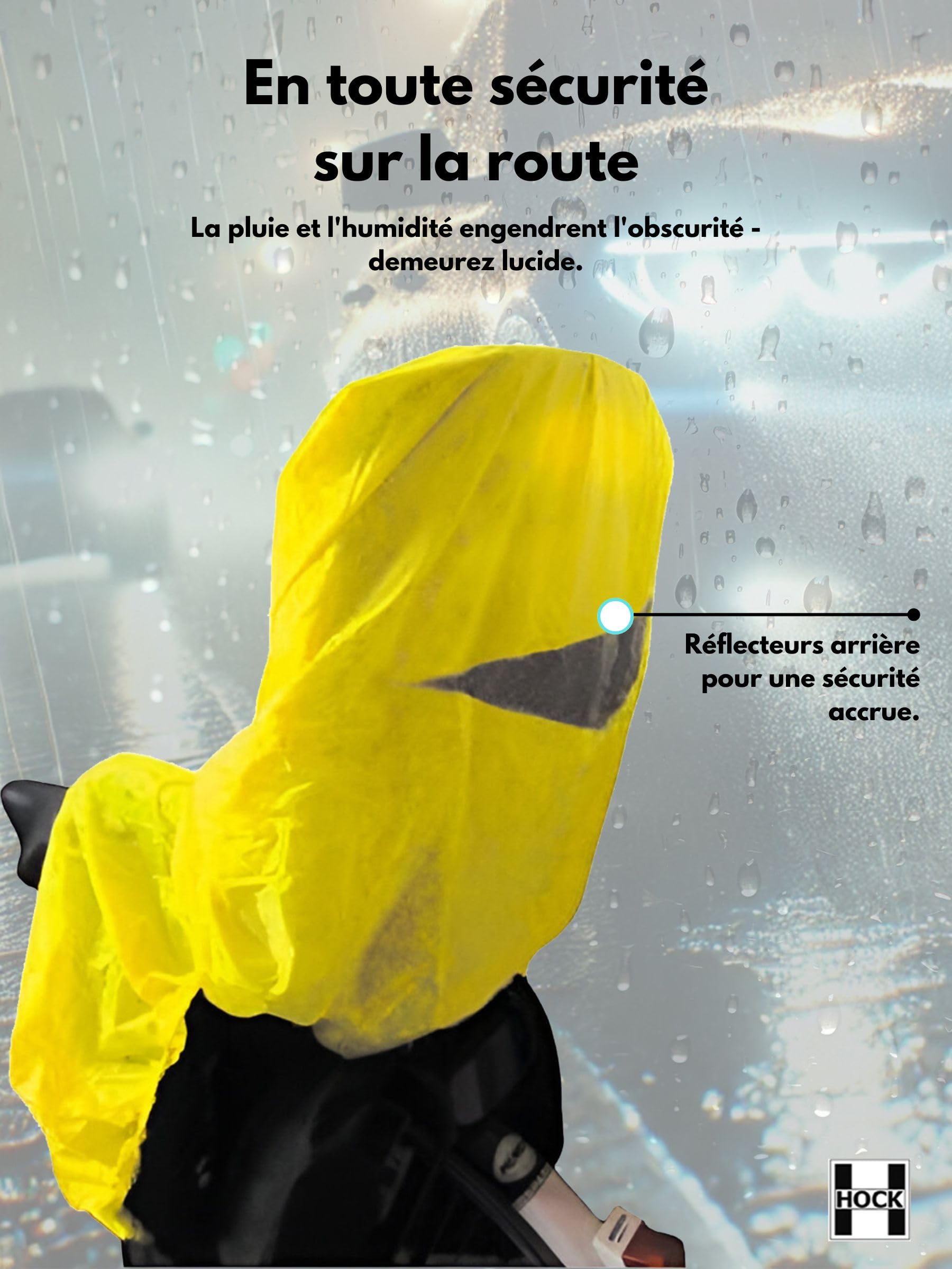 HOCK® Housse de pluie 2 en 1 pour siège de vélo pour enfant - Fonction innovante à 2 compartiments pour protéger l'enfant et le siège enfant de vélo de l'humidité - Cape de pluie de vélo pour