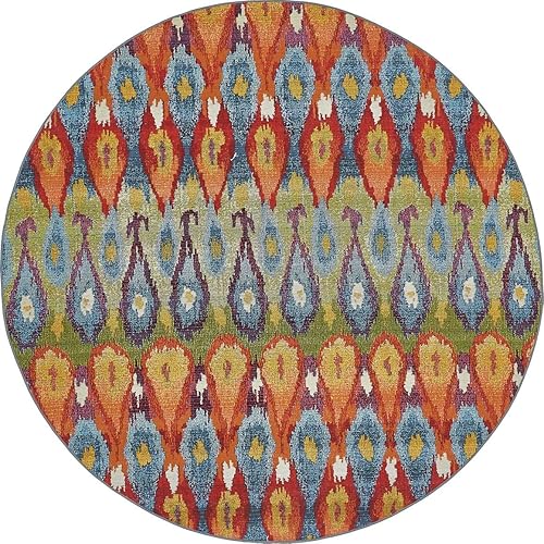 Unique Loom - Alfombra colección de círculos abstractos, de transición para interiores y exteriores, beige, Polipropileno