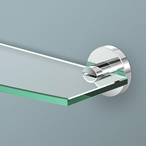 Gatco 4666 Reveal - Estante de vidrio templado curvado montado en la pared de 20.13 pulgadas de ancho x 5.40 pulgadas de profundidad  Estante de