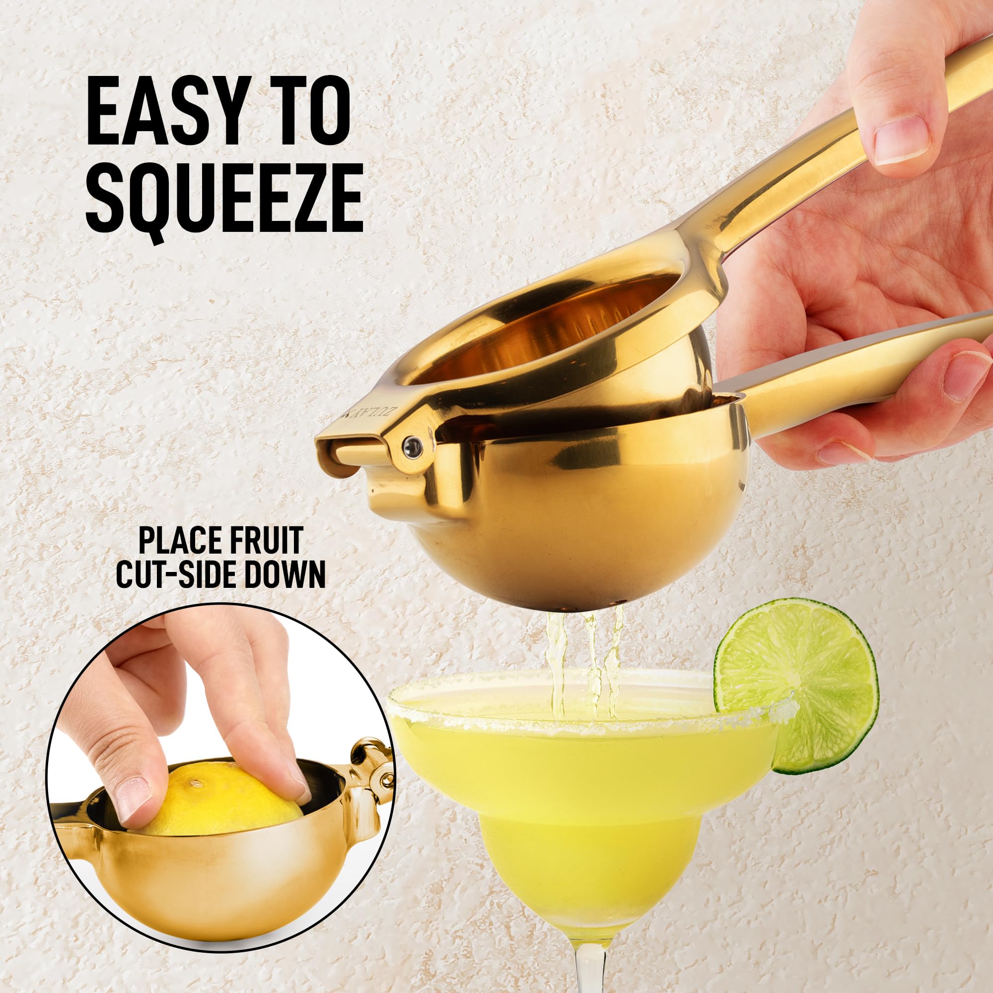 Zulay - Spremiagrumi extra large, in acciaio inox, facile da spremere, resistente, ergonomico, per arance, limoni e lime