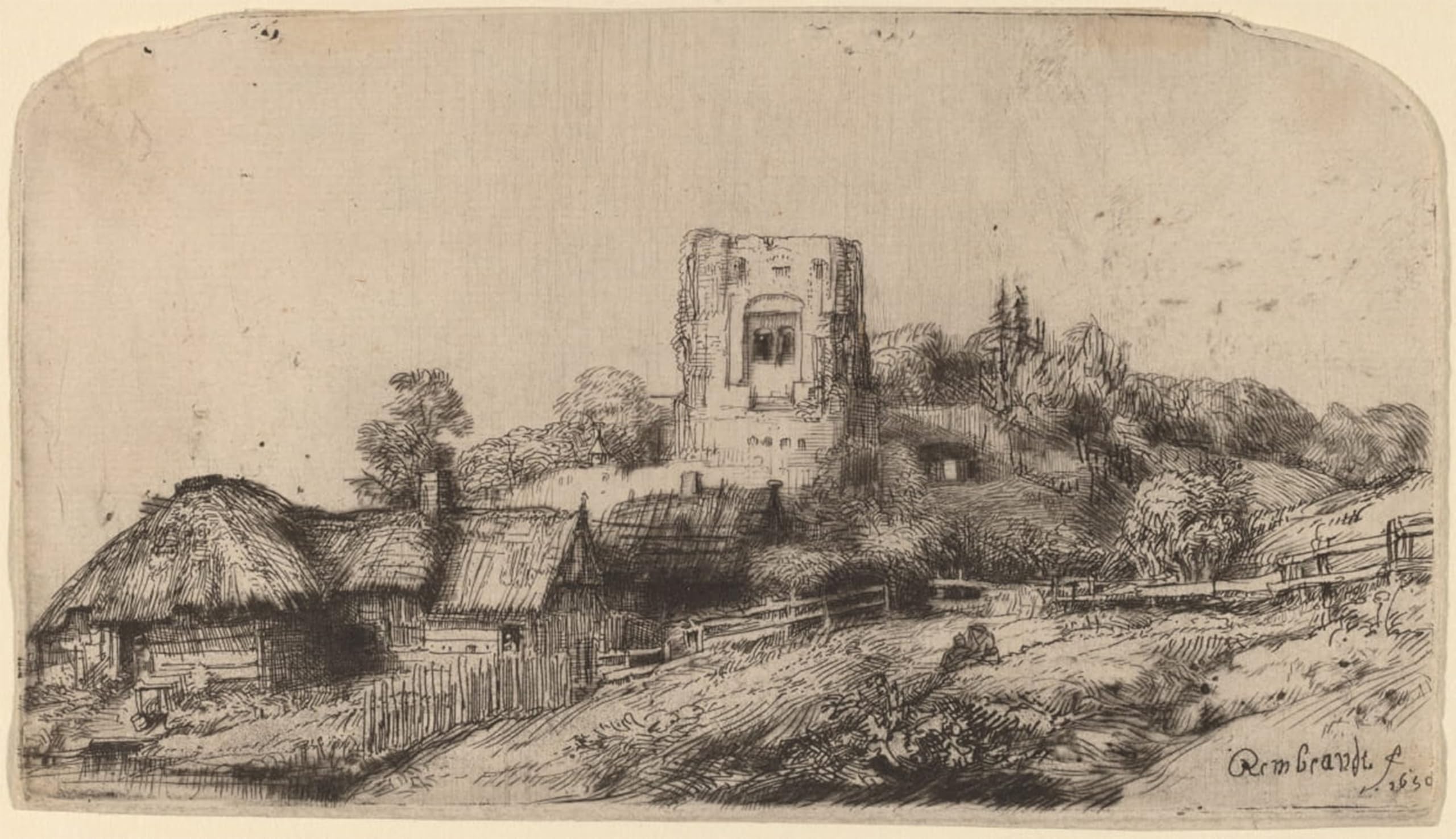 ARTXLXXBN Famous Print Painting Colorful Art Print Landscape with a Square Tower by Rembrandt van Rijn Canvas Art Decorations for Home Decor 60x90cm