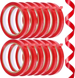 Olaismln Bag Sealing Tape, 3/8 inch x 66 yd Red Poly Tapes (12Pack) | Plastic Produce Bags Tape for Meat Cake Bread Icing