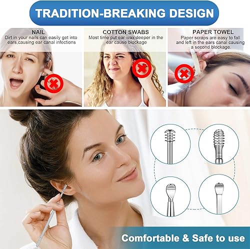 Miniatura 5 de Kit de eliminación de cera de oído de 8 piezas, herramienta de eliminación de cerumen, juego de limpieza de oídos, herramientas para eliminar la