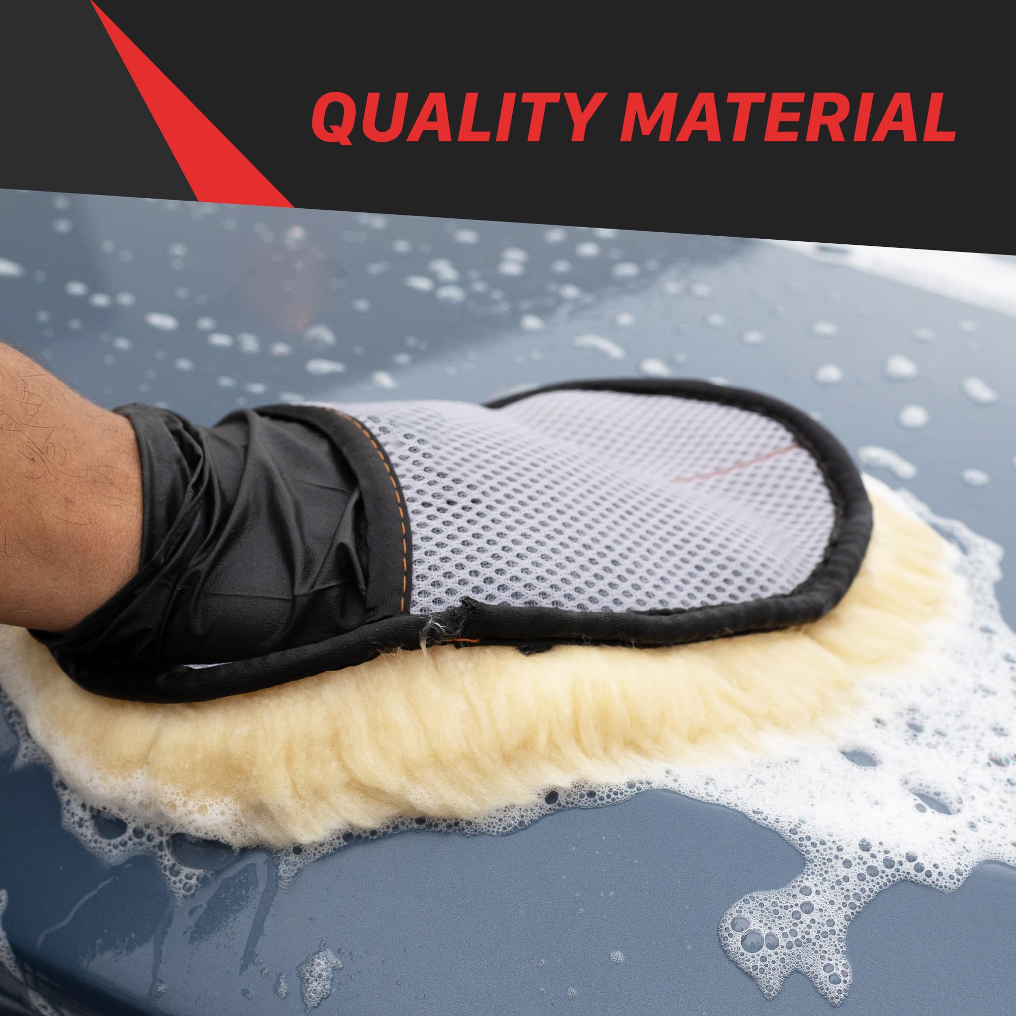 Maxshine Guante de lana de piel de oveja premium, guantes de lana de corderos reales para lavado de coche, almohadilla de lavado de piel de cordero ultra suave