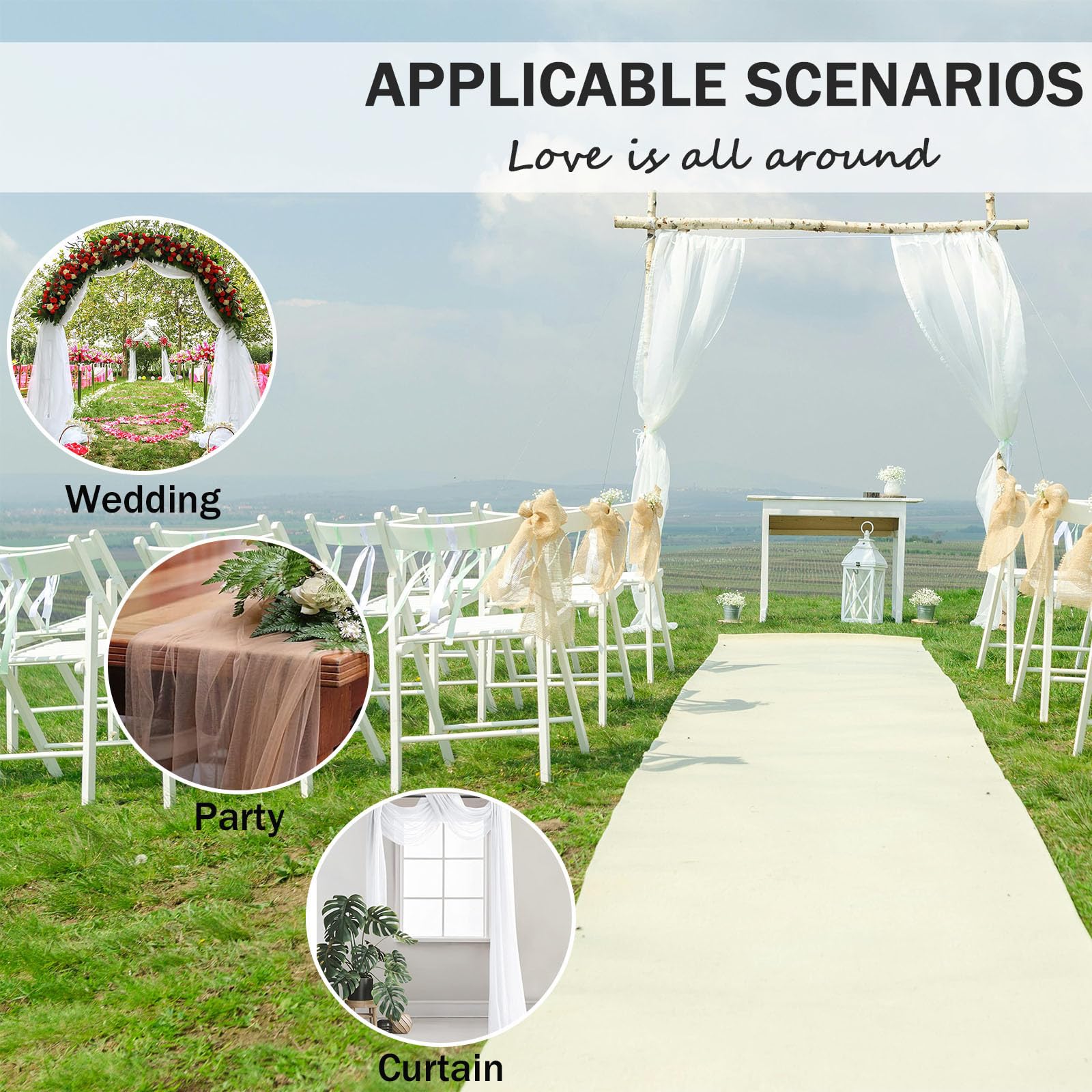 Rideau Arche Mariage Mousseline De Soie Jaune 75x1000cm - Tulle Décoration Élégante