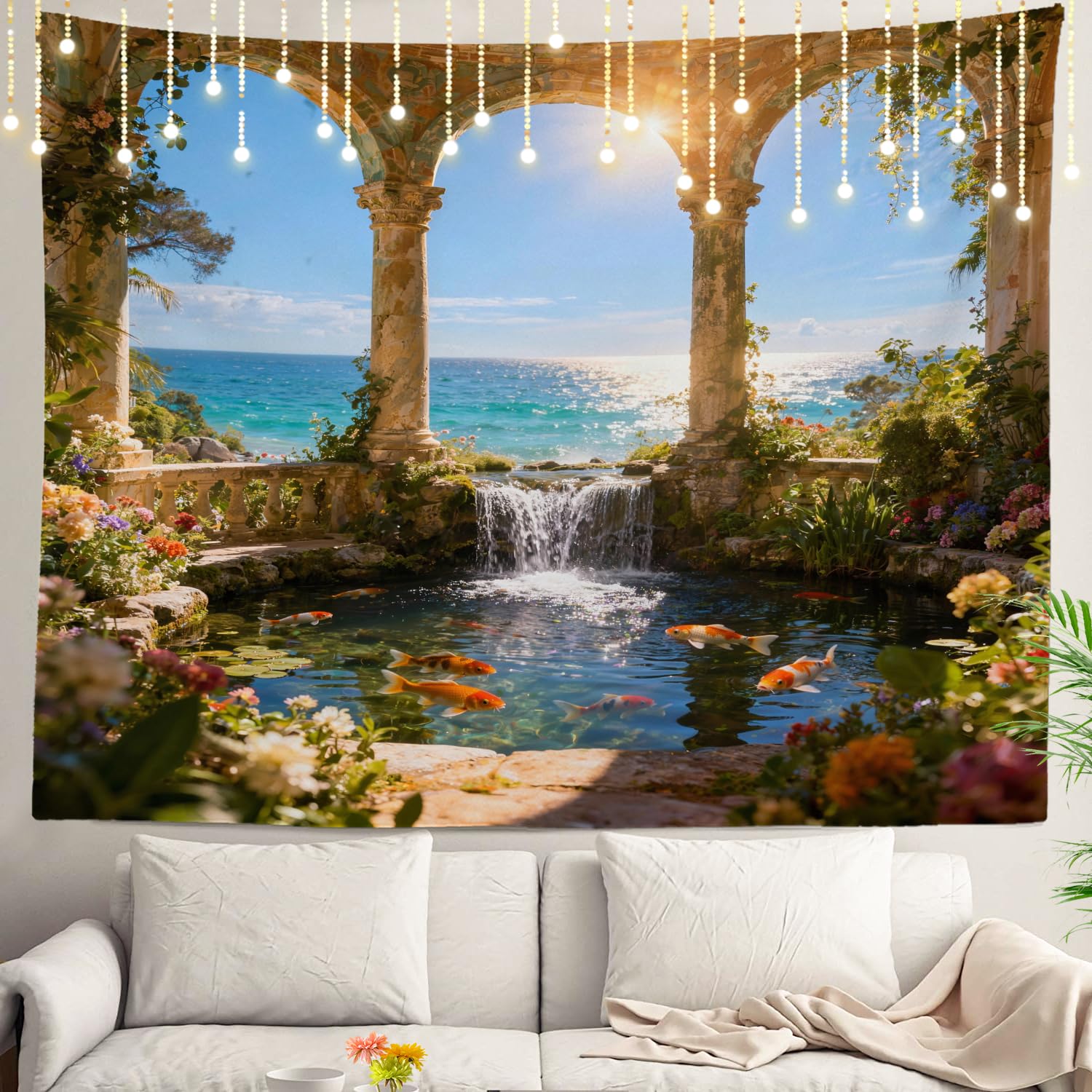 Tapisserie murale Jésus transformant votre salon en un jardin céleste apaisant