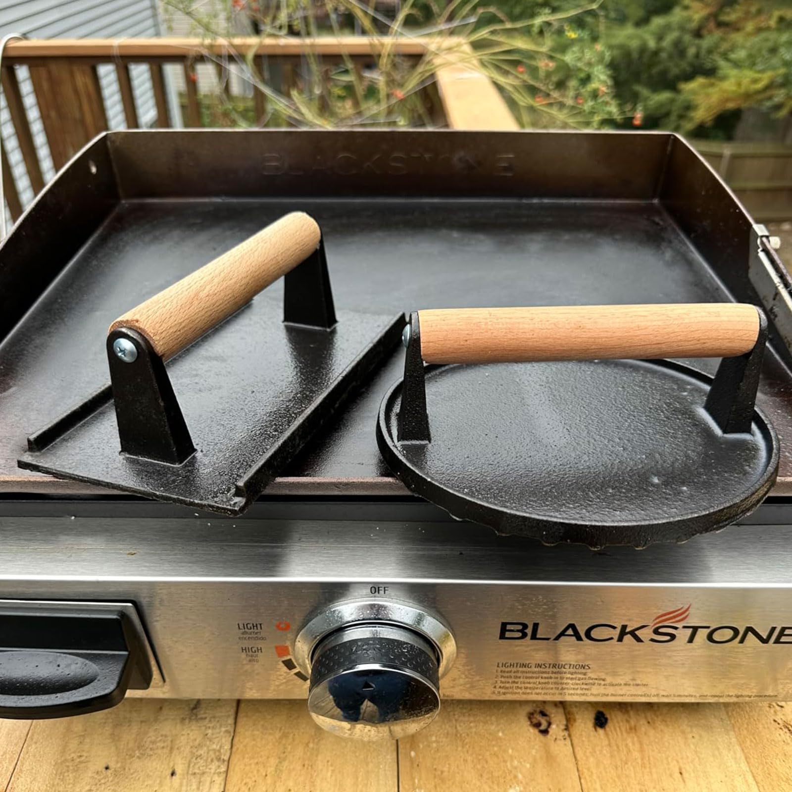 Burgerpresse Aus Edelstahl – 16 Cm Durchmesser, Antihaftbeschichtet, Mit Holzgriff, 0,6 Kg, Für Grill & Herd