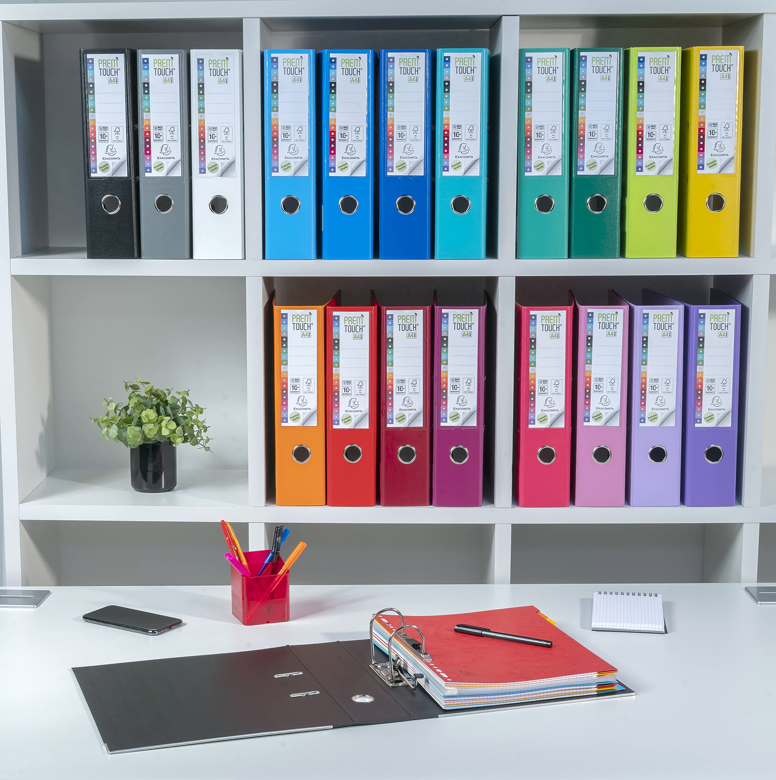 EXACOMPTA Classeur à levier en polypro PREMTOUCH dos de 8cm, coloris Fushia