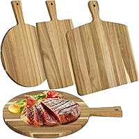 3-Piece Acacia Wood Cutting Board Set with Easy-Grip Handles - Assorted Sizes for Chopping, Charcuterie & Serving