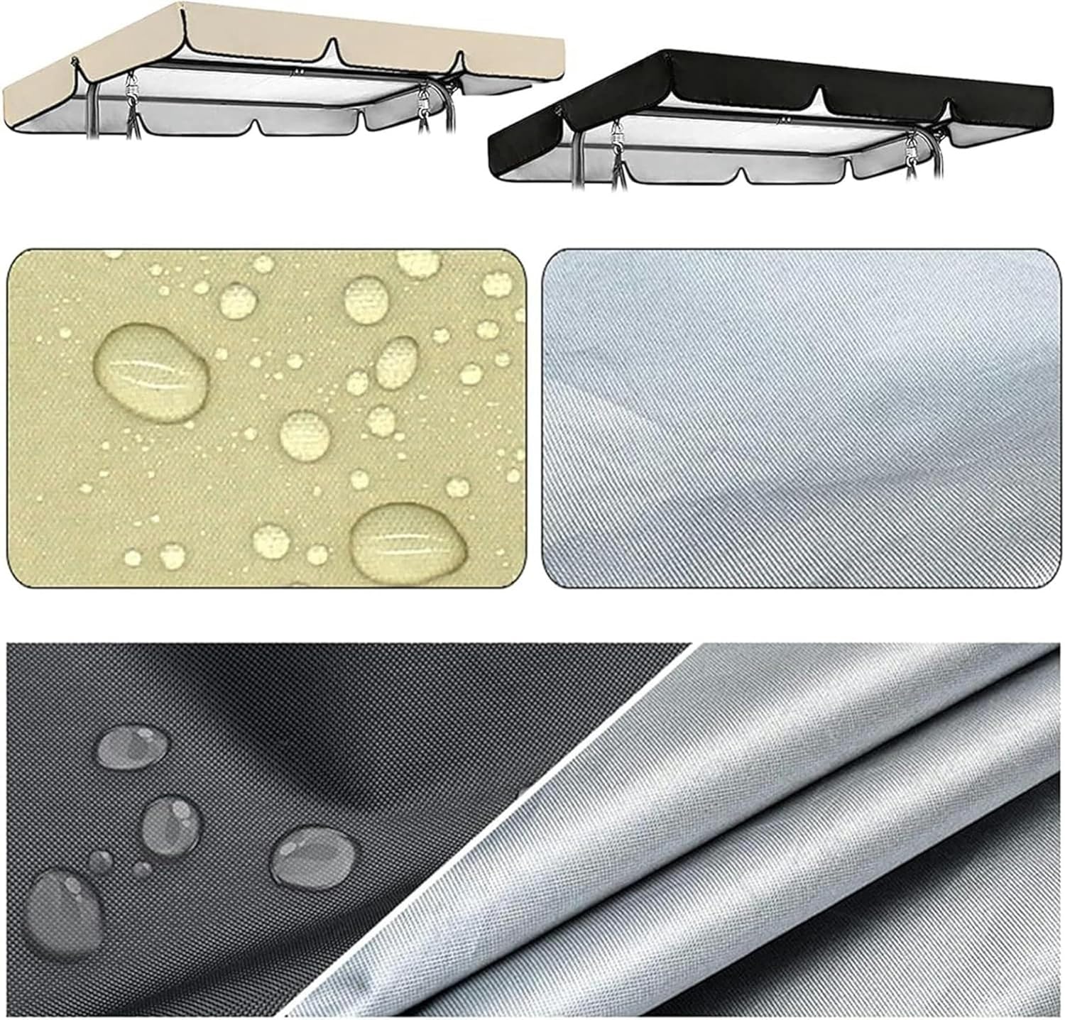 Swing Canopy Replacement 3 Seater, Patio Swing with Canopy & Replacement Swing Seat,Waterproof Top Cover Set Swing Chair Awning Glider Swing Cover Porch Swing Cover