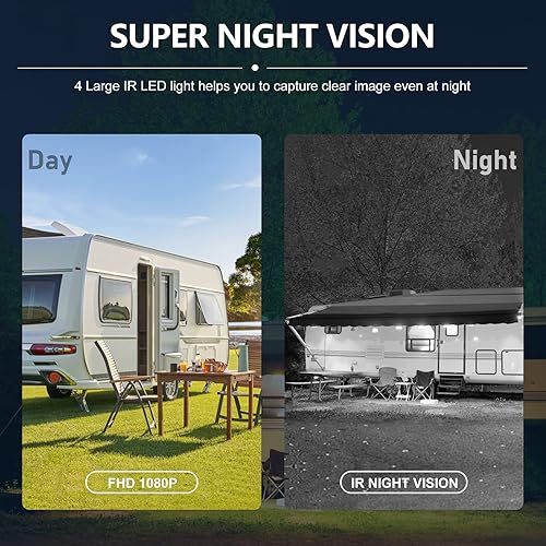 Miniatura 5 de VEKOOTO AHD 1080P - Sistema de cámara de respaldo para RV, monitor de 7 pulgadas, cámara de visión trasera con cable con visión nocturna IR IP69,