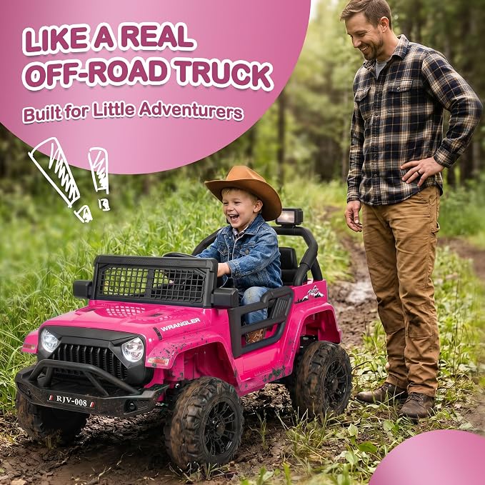 Camioneta Jeep Eléctrica para Niños 12V con Control Remoto Rosa miniatura 4