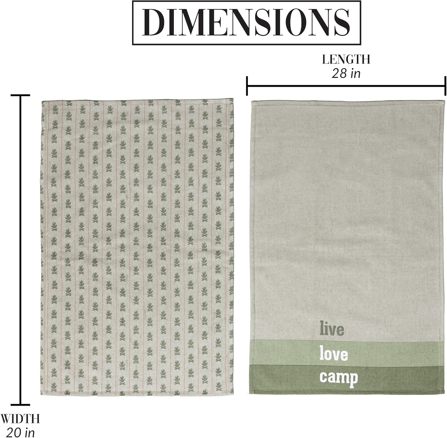 Pavilion Gift Company - Live Love Camp - Tea Towel Set of 2 Woodsy Outdoorsy Adventure Cabin Camping Camper Camp RV Tent