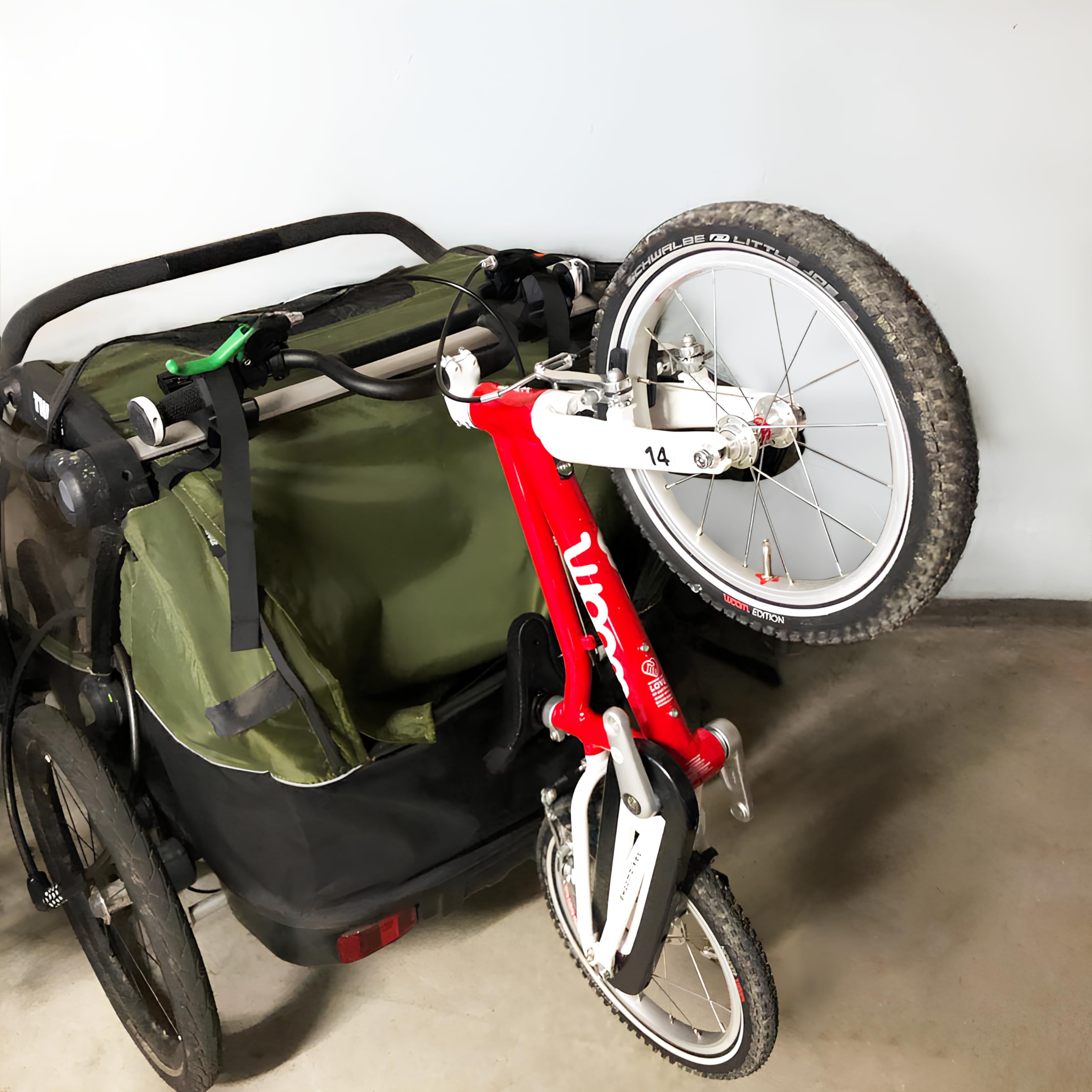 Soporte universal para bicicleta para remolque Thule Chariot Sport, Cross, Cab, Lite, CX1; soporte de rueda compatible con bicicleta de niño; fácil montaje, duradero y práctico