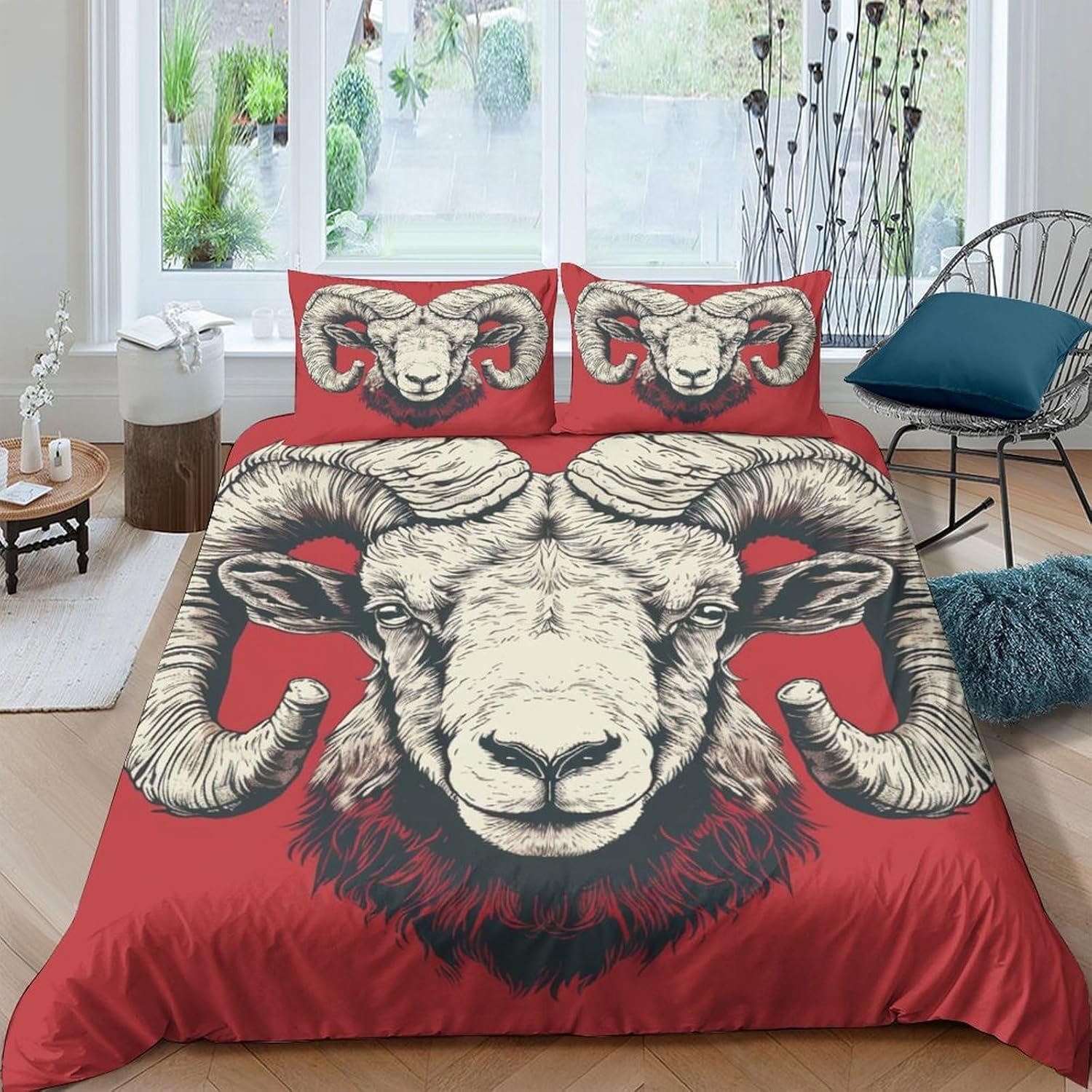 Housse de couette alpaga 3D 200x200 cm avec 2 taies d'oreiller
